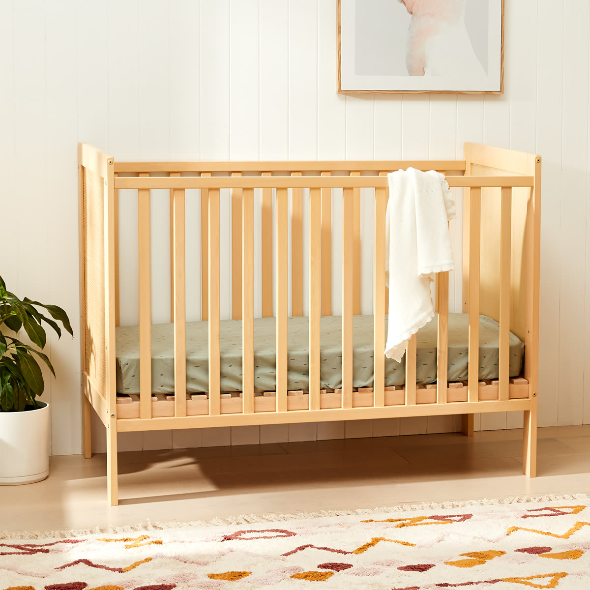 White wooden cot deals kmart