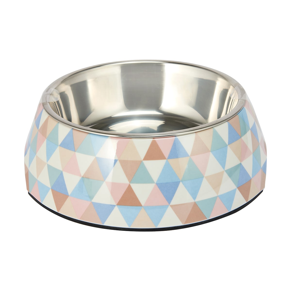 Pet Bowl Melamine Triangle Medium Grey