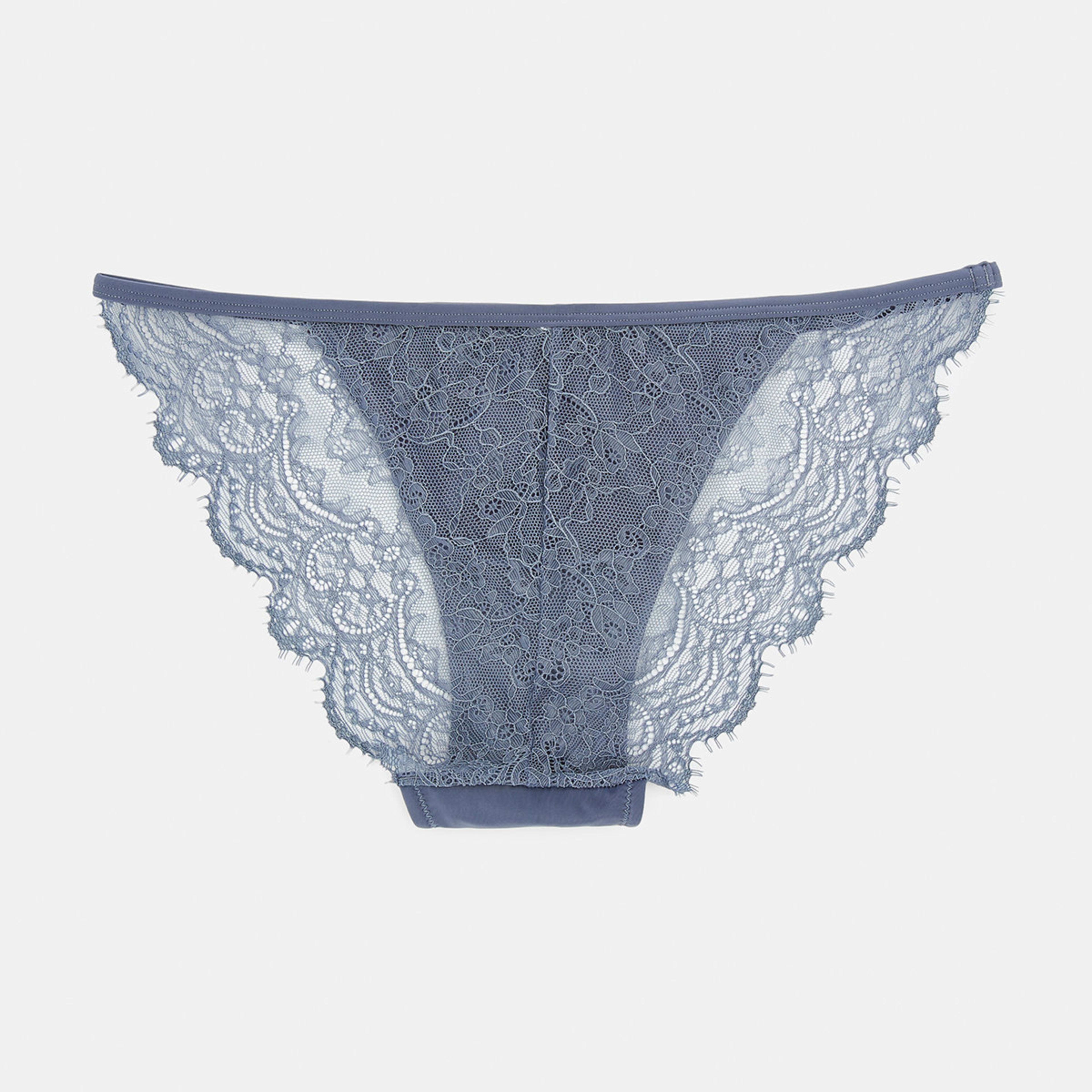 2 Co-ordinated Lace Bikini Briefs Steel Grey, 2 of 6