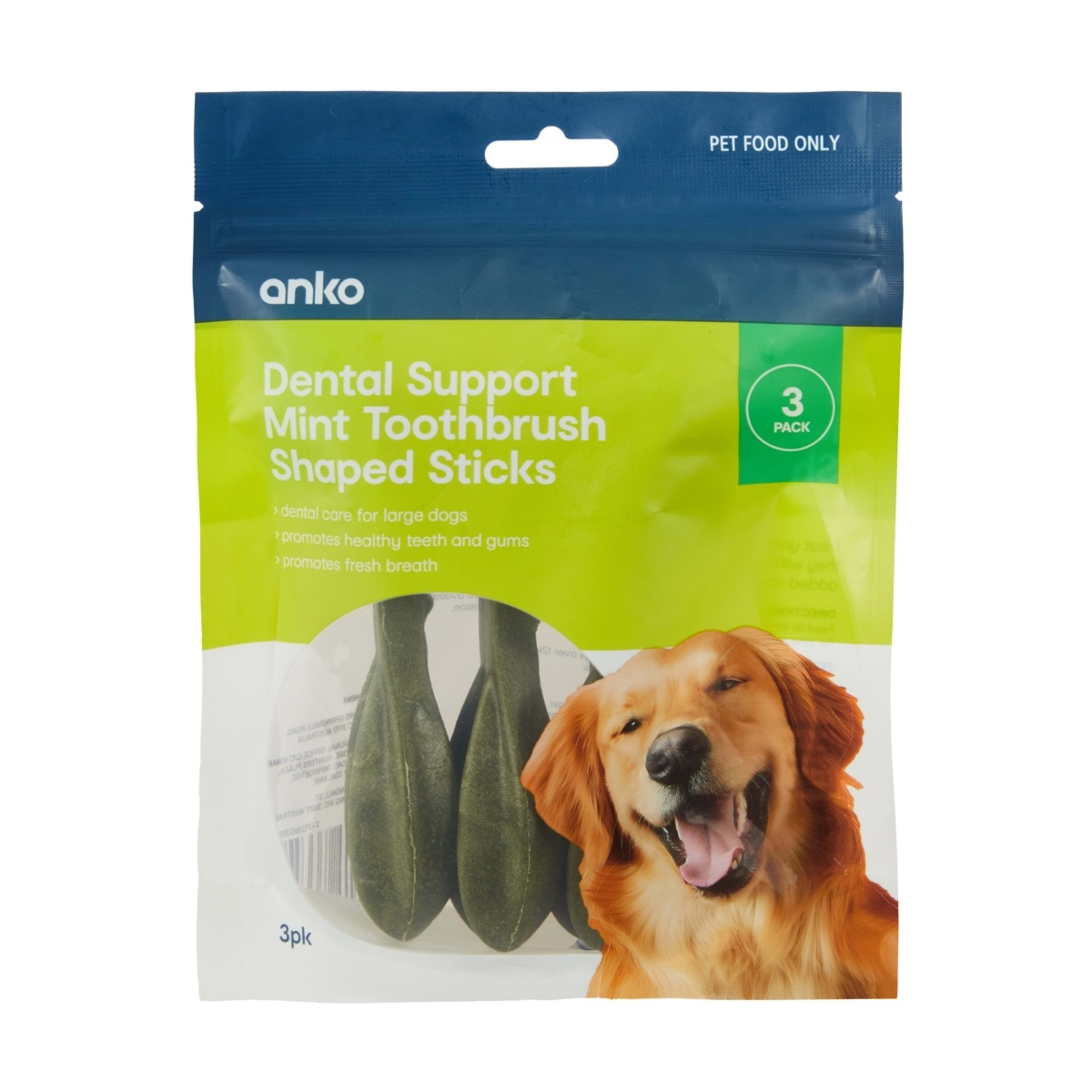 1 3 Pack Pet Treat Dental Toothbrush - Large