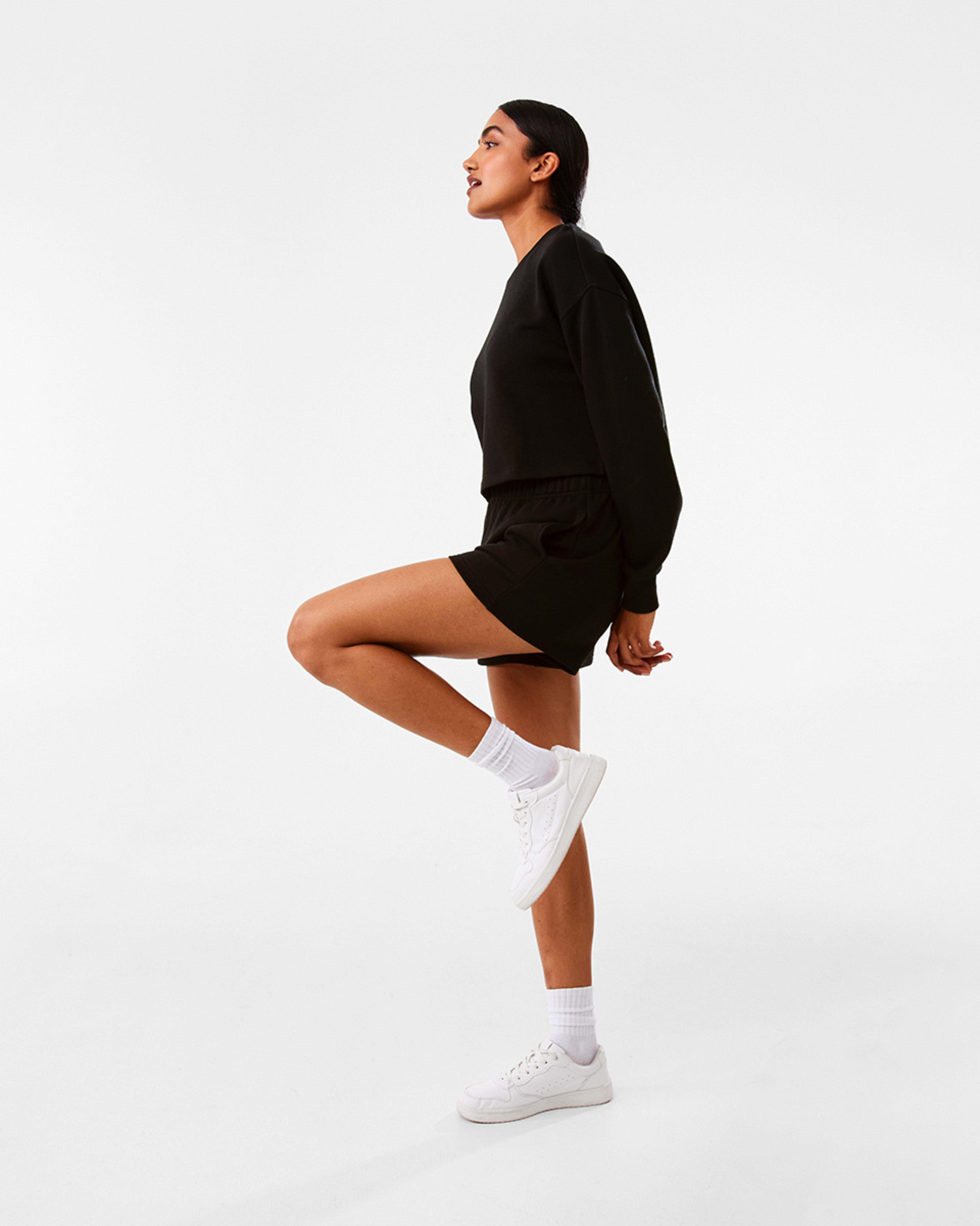 5 Active Womens Cropped Crew Neck Relaxed Sweatshirt Black, 5 of 10