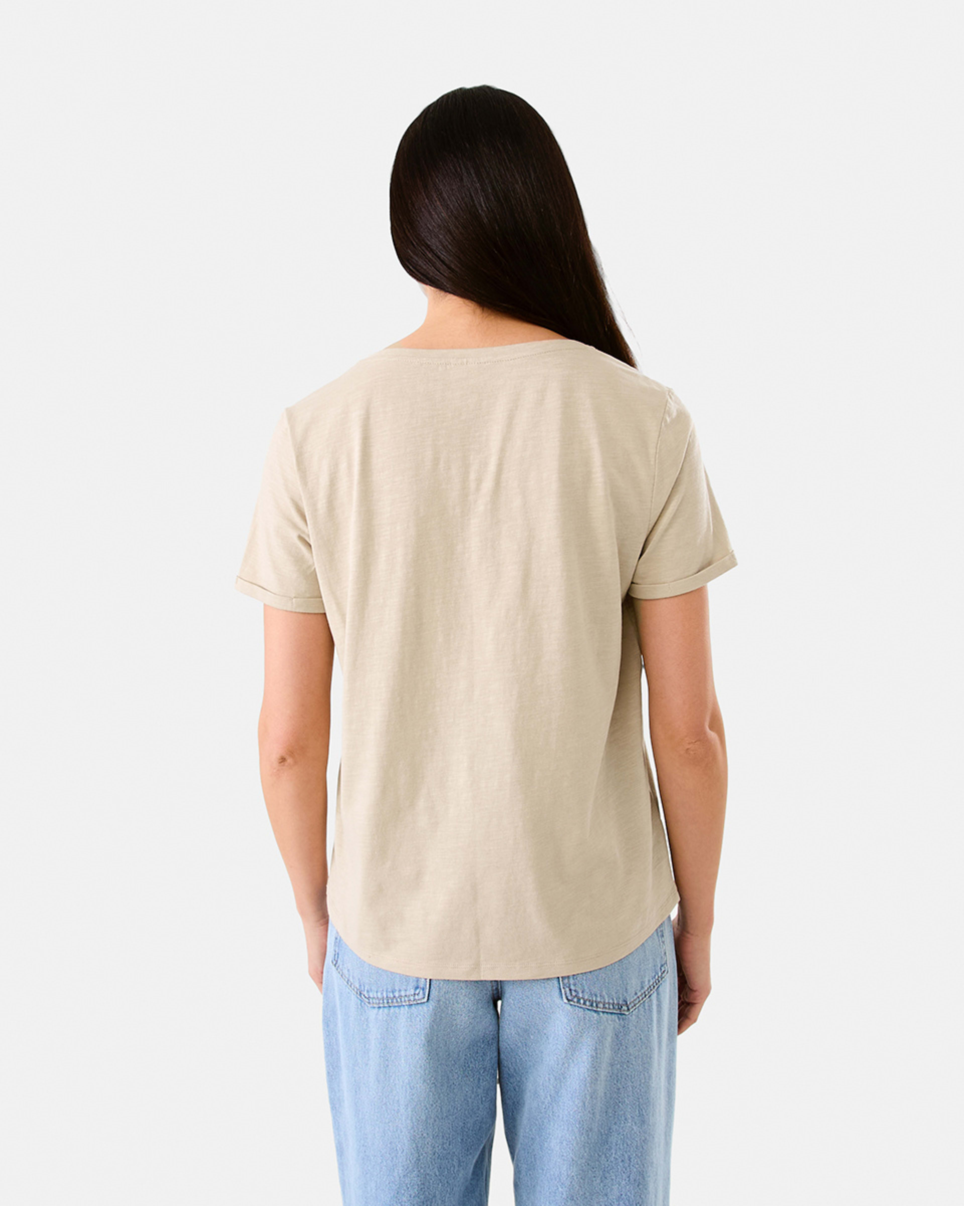 3 Short Sleeve Slub V-neck T-shirt Bone Beige, 3 of 5