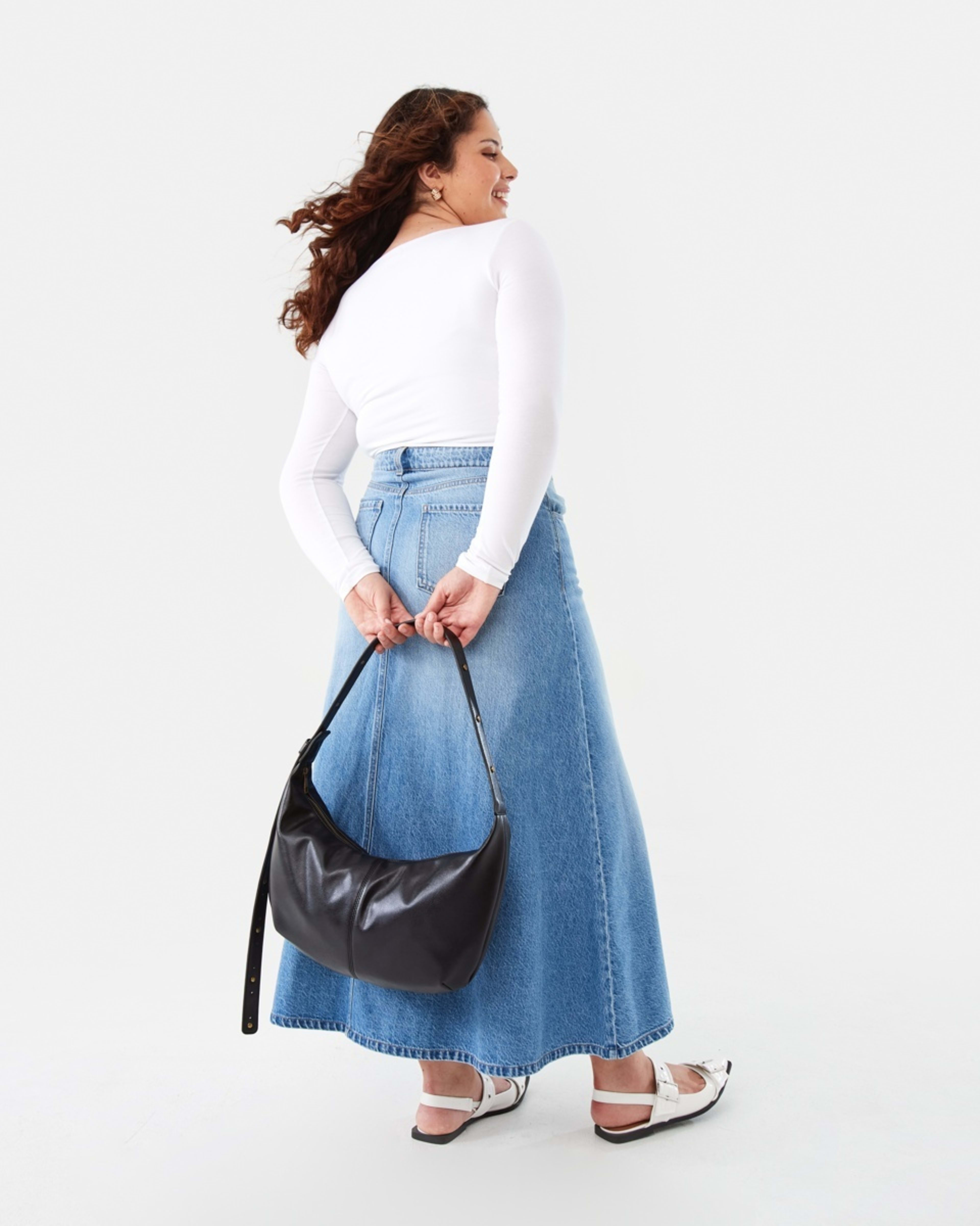 9 Denim A-Line Maxi Skirt Mid Wash, 9 of 9