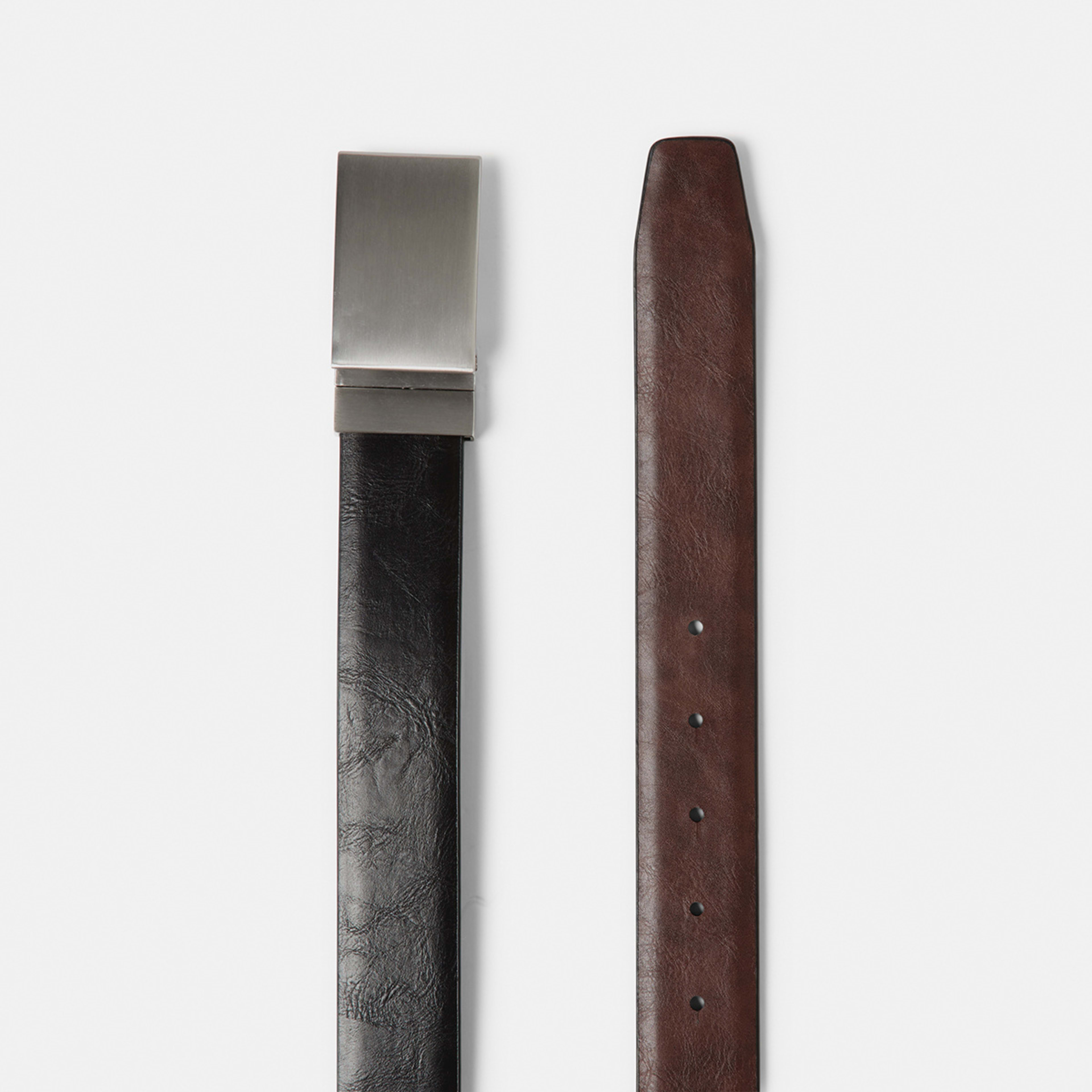 2 Reversible Plate Buckle Belt Black Tan, 2 of 7