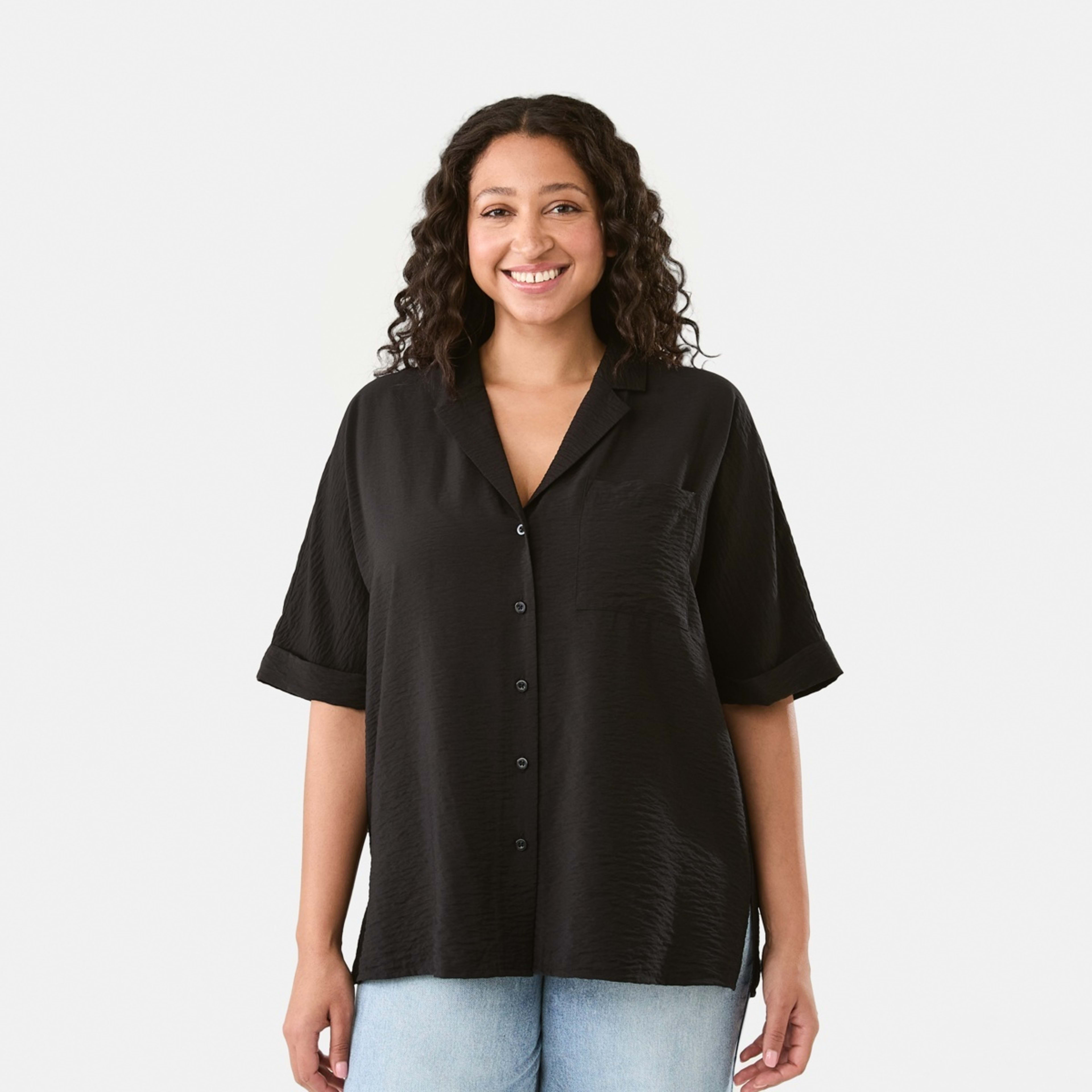 1 Short Dolman Sleeve Shirt Black, 1 of 8