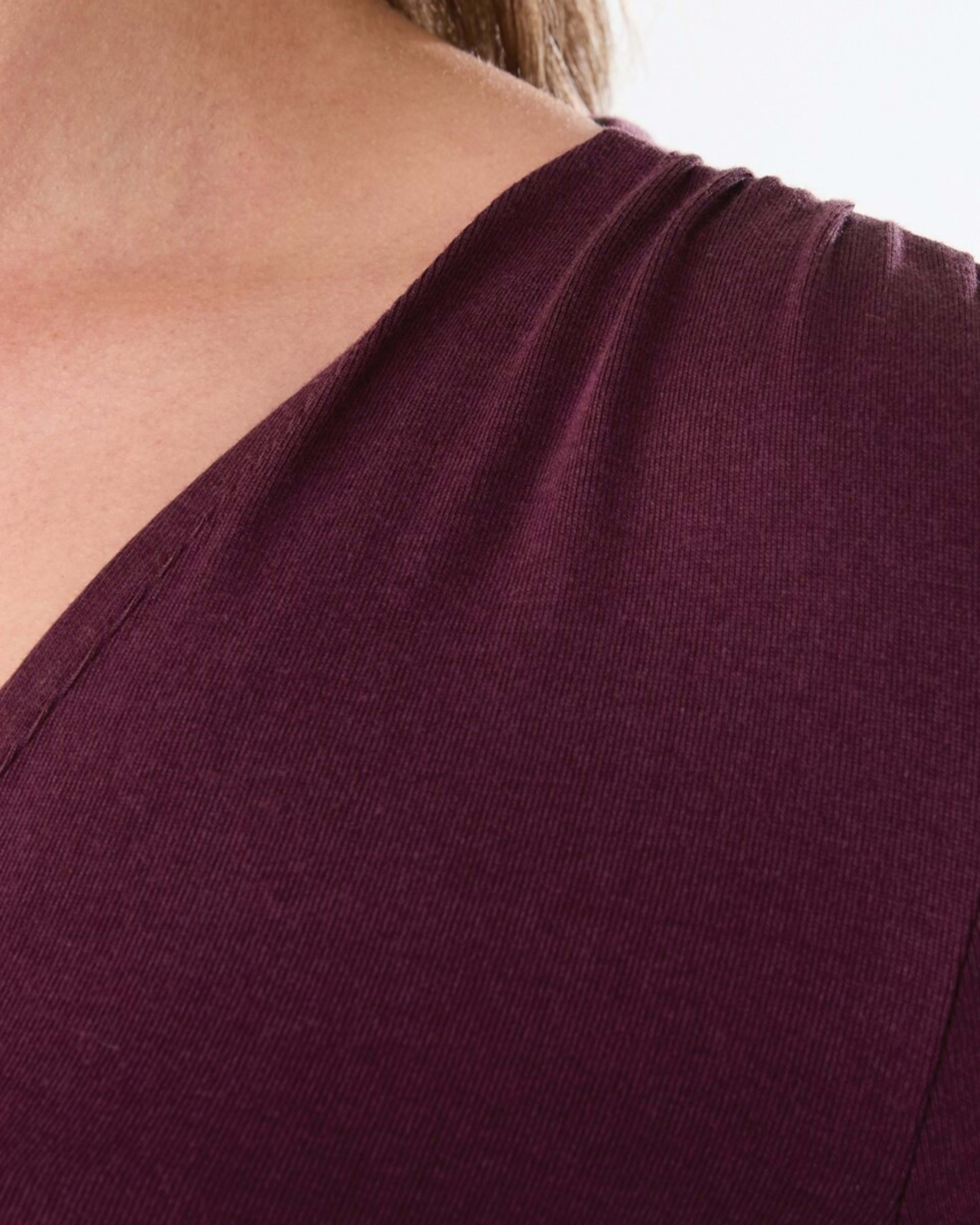 5 Long Sleeve Ruched Wrap Top Burgundy, 5 of 5