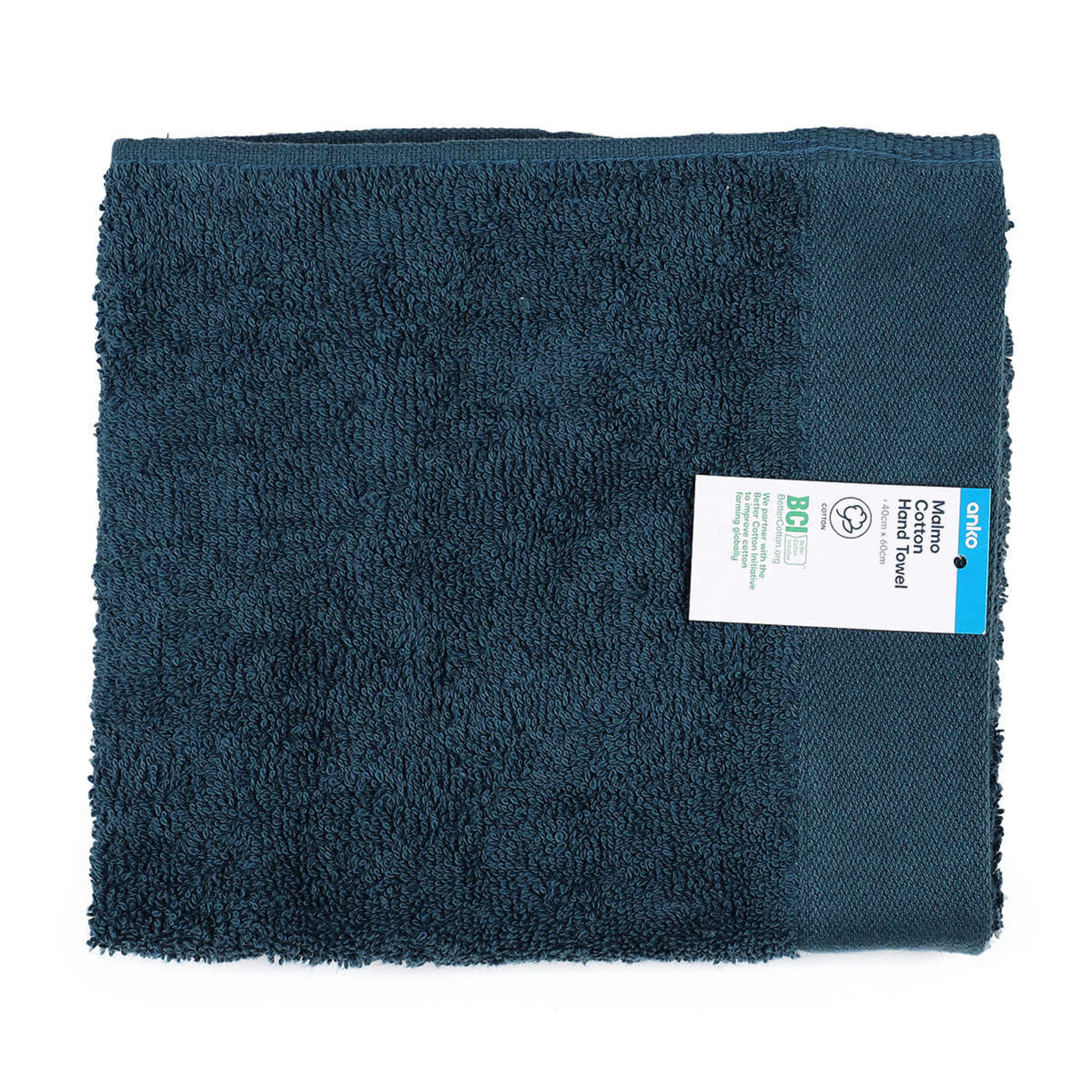 Malmo Cotton Hand Towel Teal Kmart NZ
