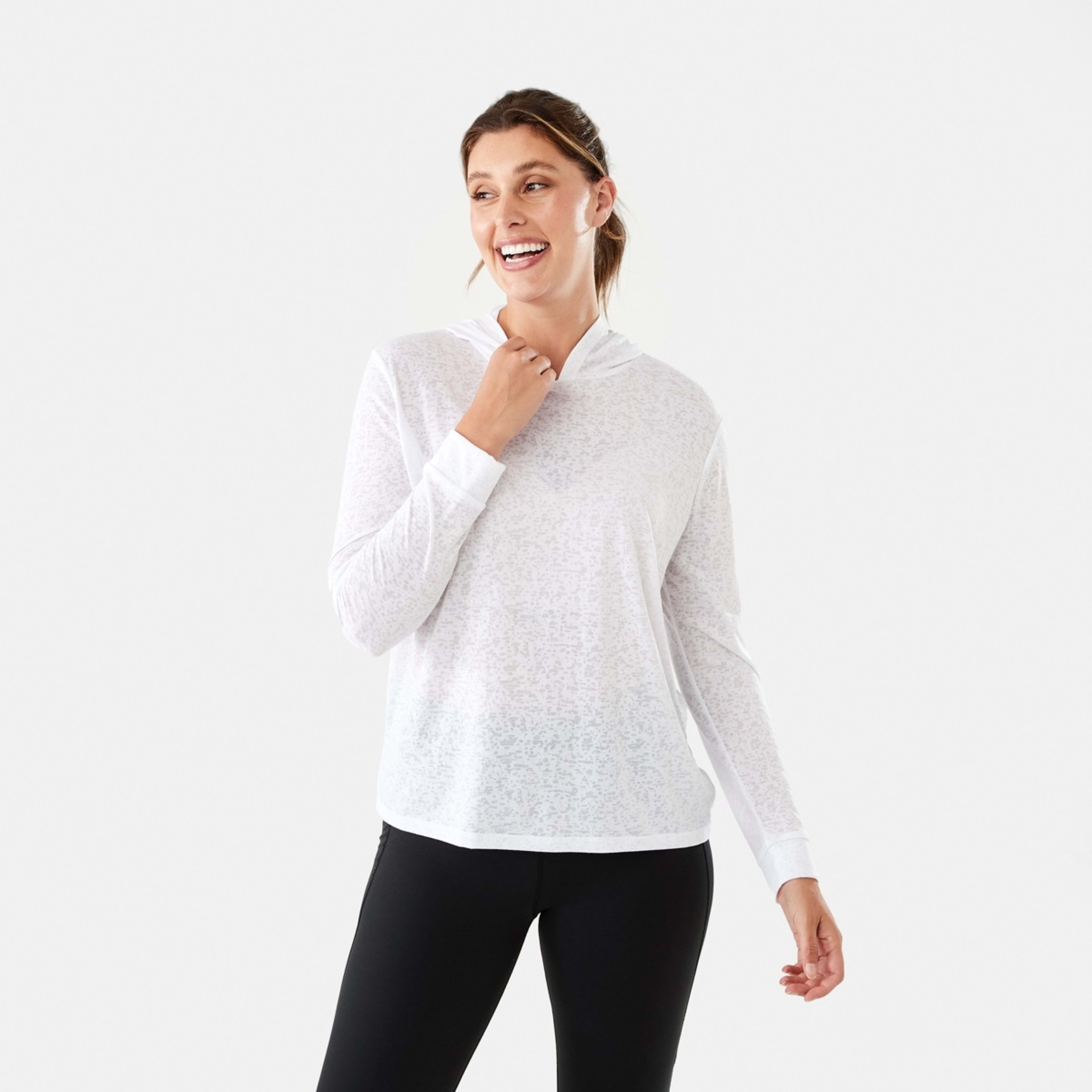 1 Active Womens Burnout Hoodie White, 1 of 6