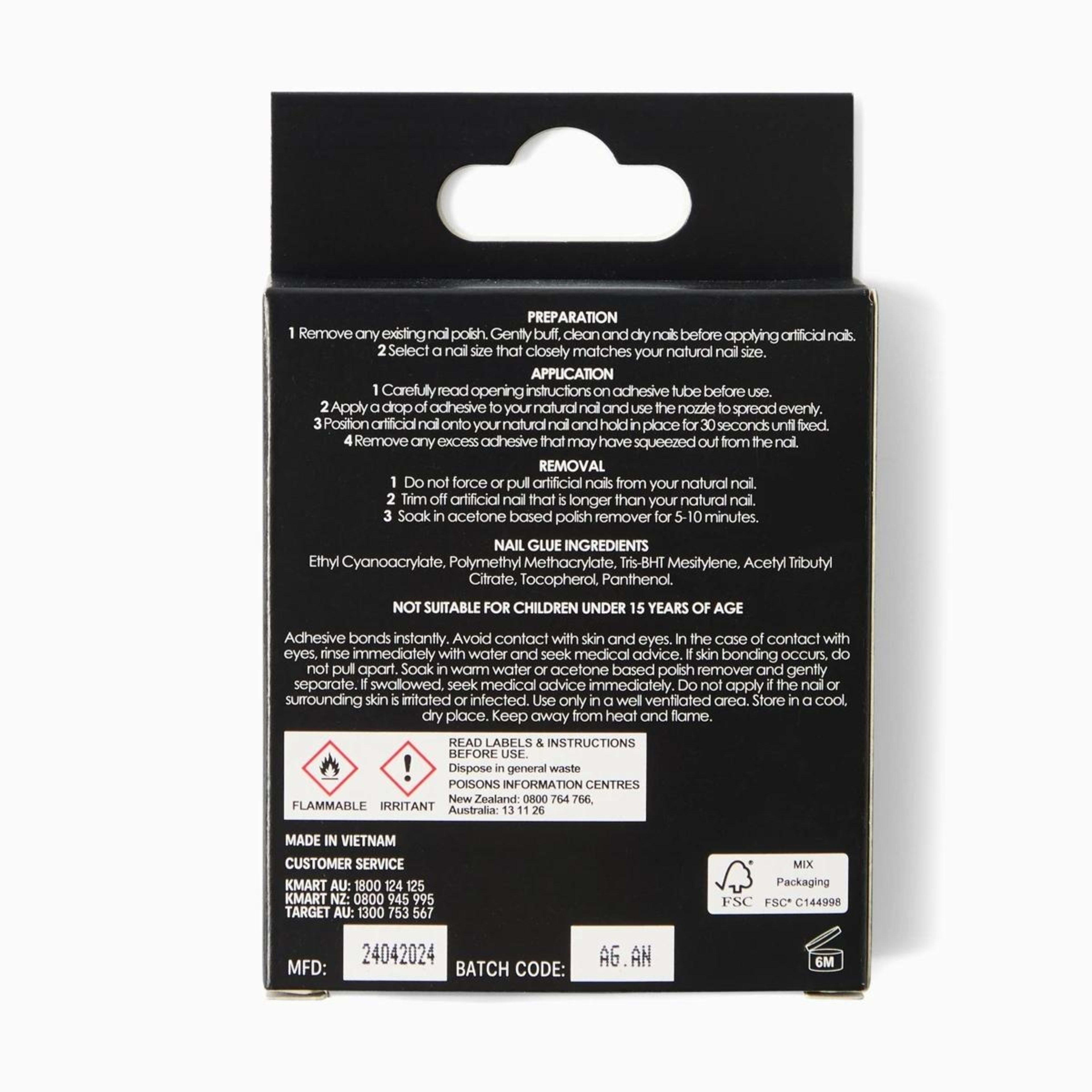 2 OXX Cosmetics 24 Pack Artificial Nails with Adhesive - Almond Shape, Butterfly, 2 of 5