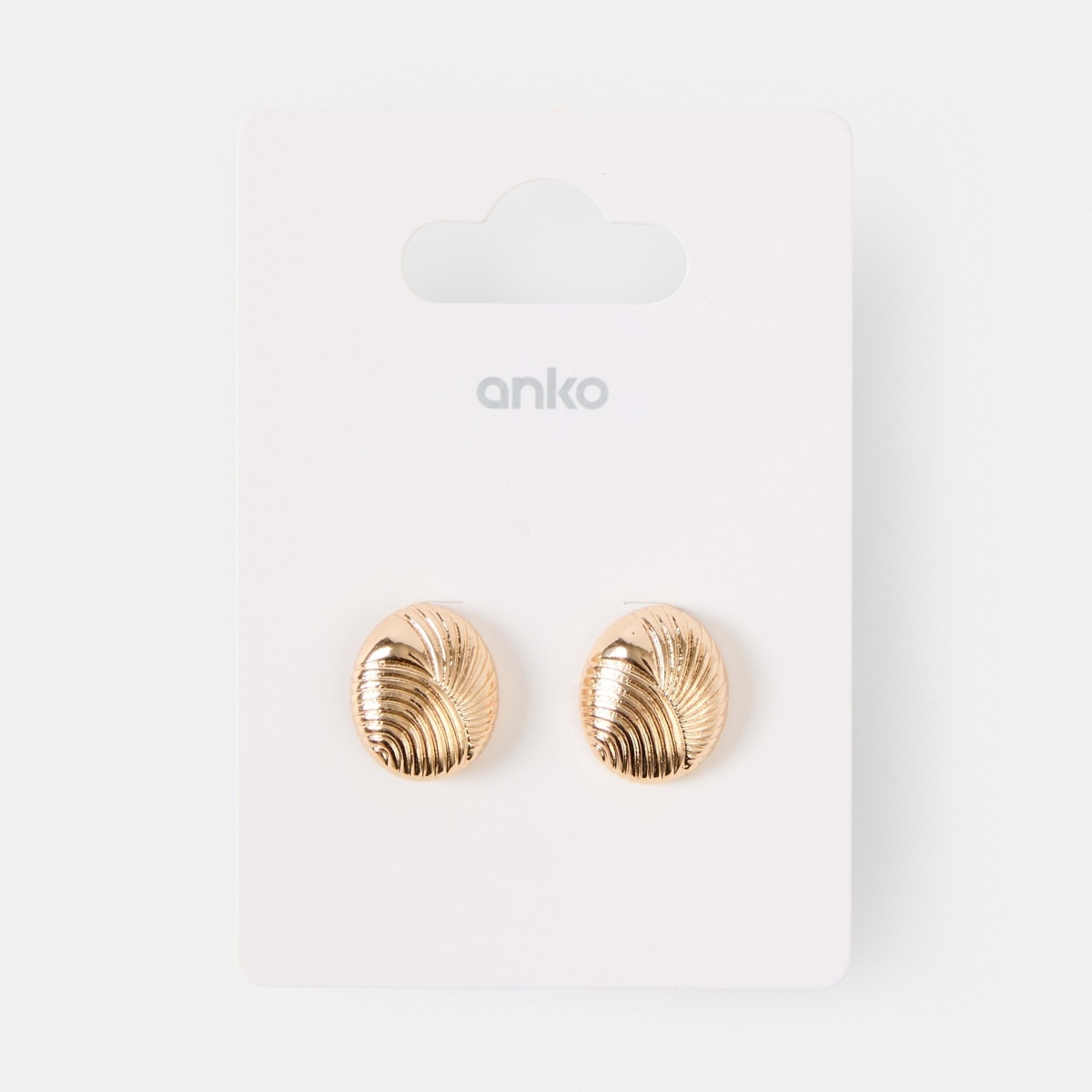 5 Oval Linear Stud Earrings - Gold Tone, 5 of 5