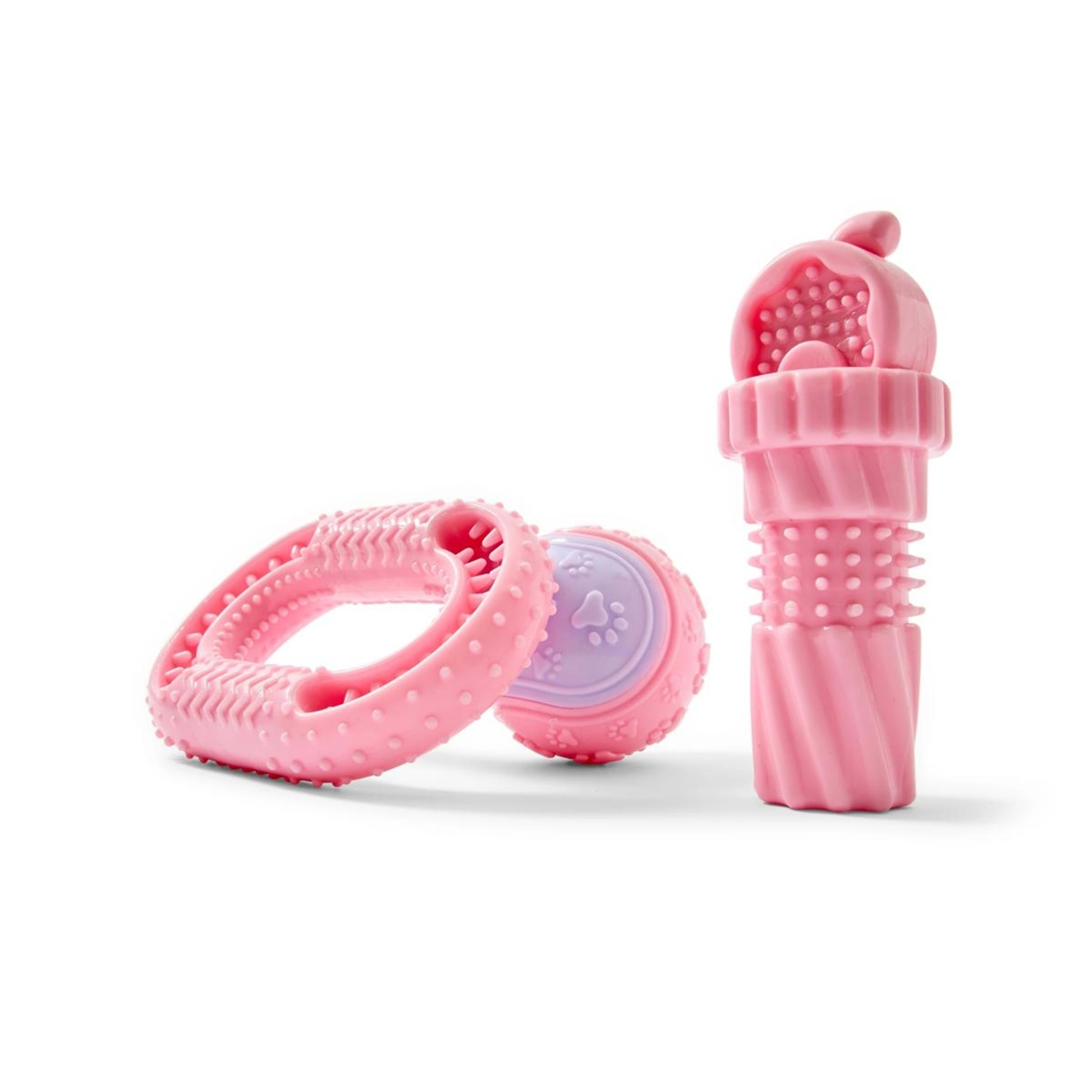 1 3 Pack Pet Toy Puppy - Pink
