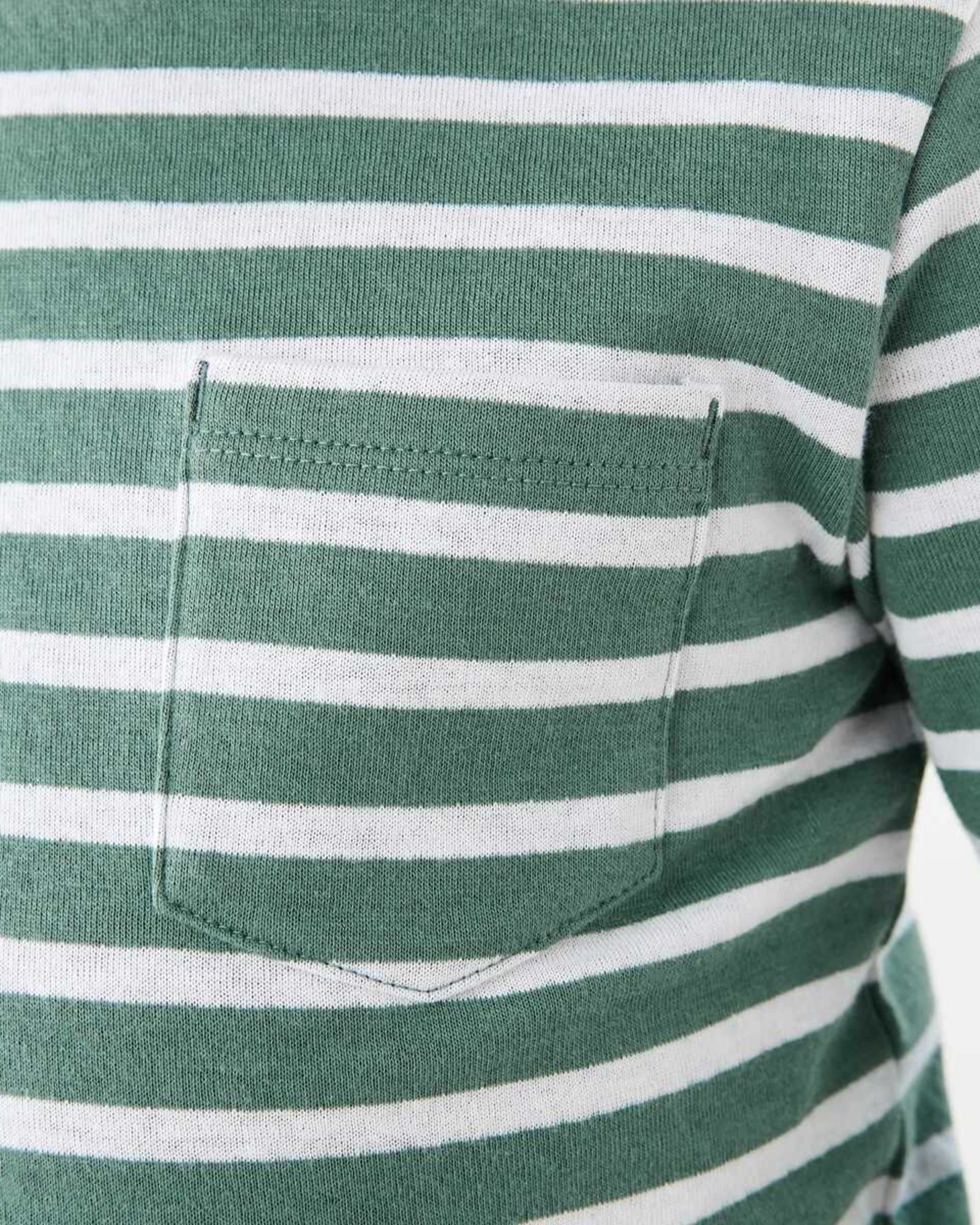5 Double Cloth Stripe T-shirt Stripe Pine Green, 5 of 9