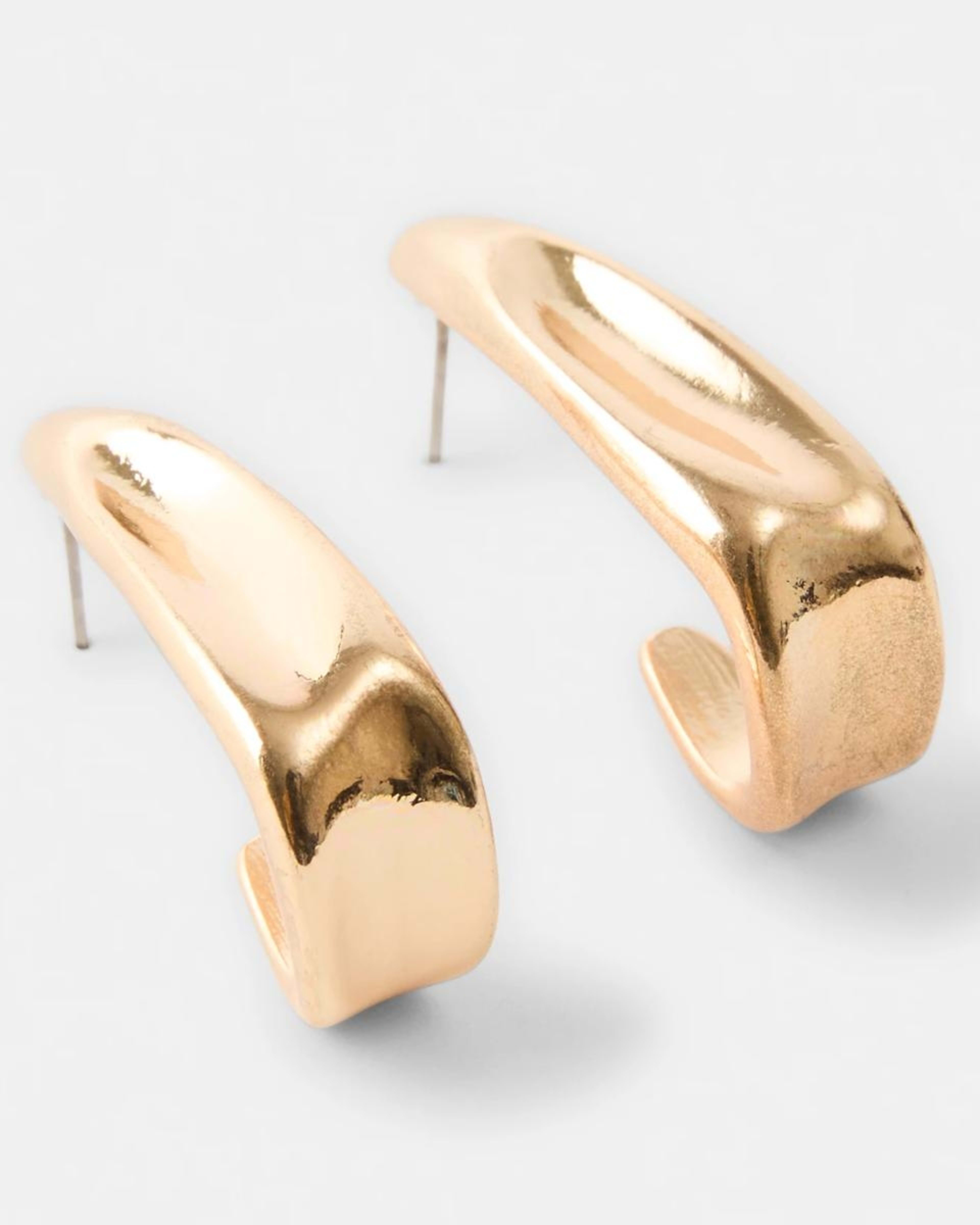 2 Molten Angular Hoop Earrings - Gold Tone Gold, 2 of 5