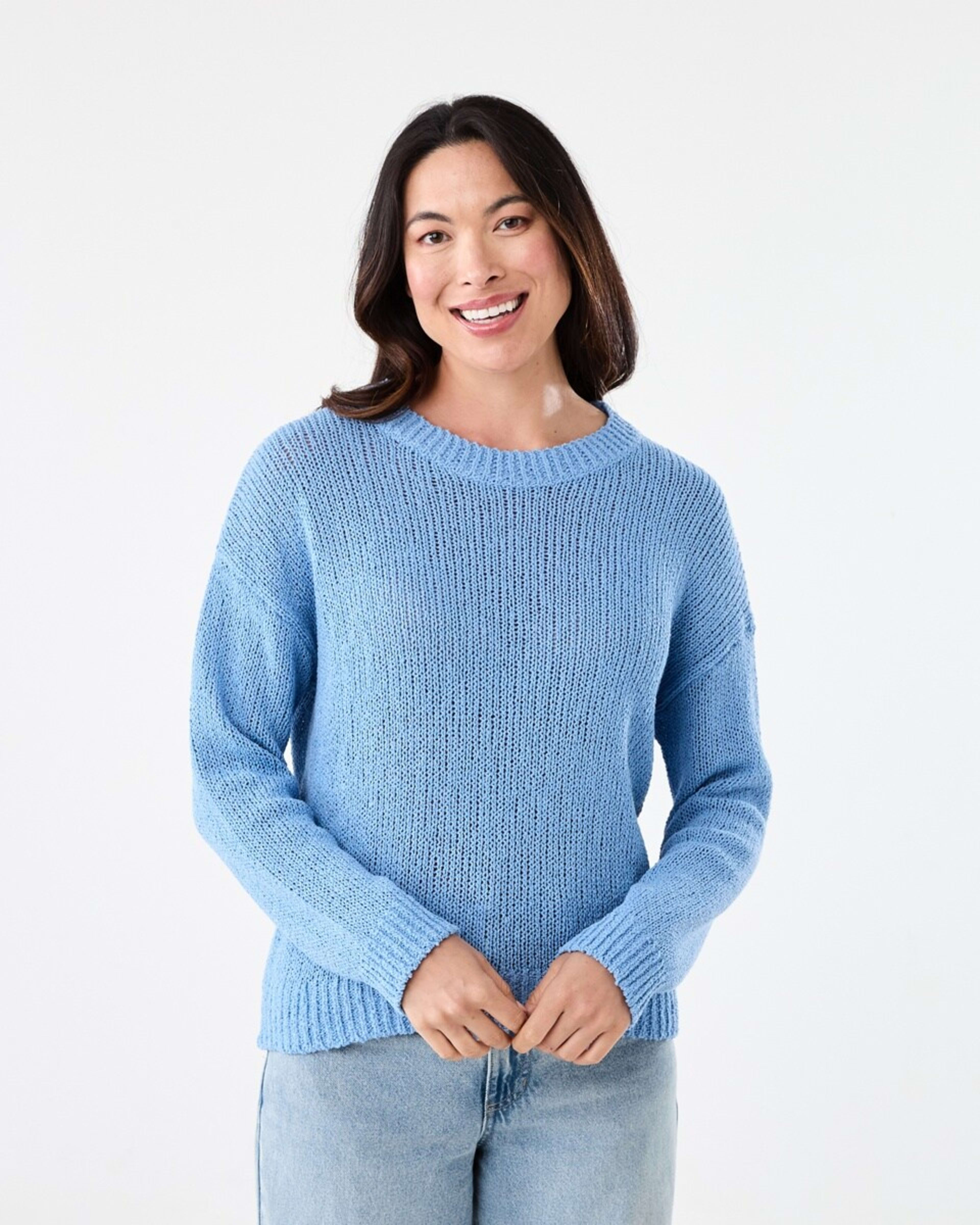 1 Cotton Slub Crew Jumper Cornflower, 1 of 5