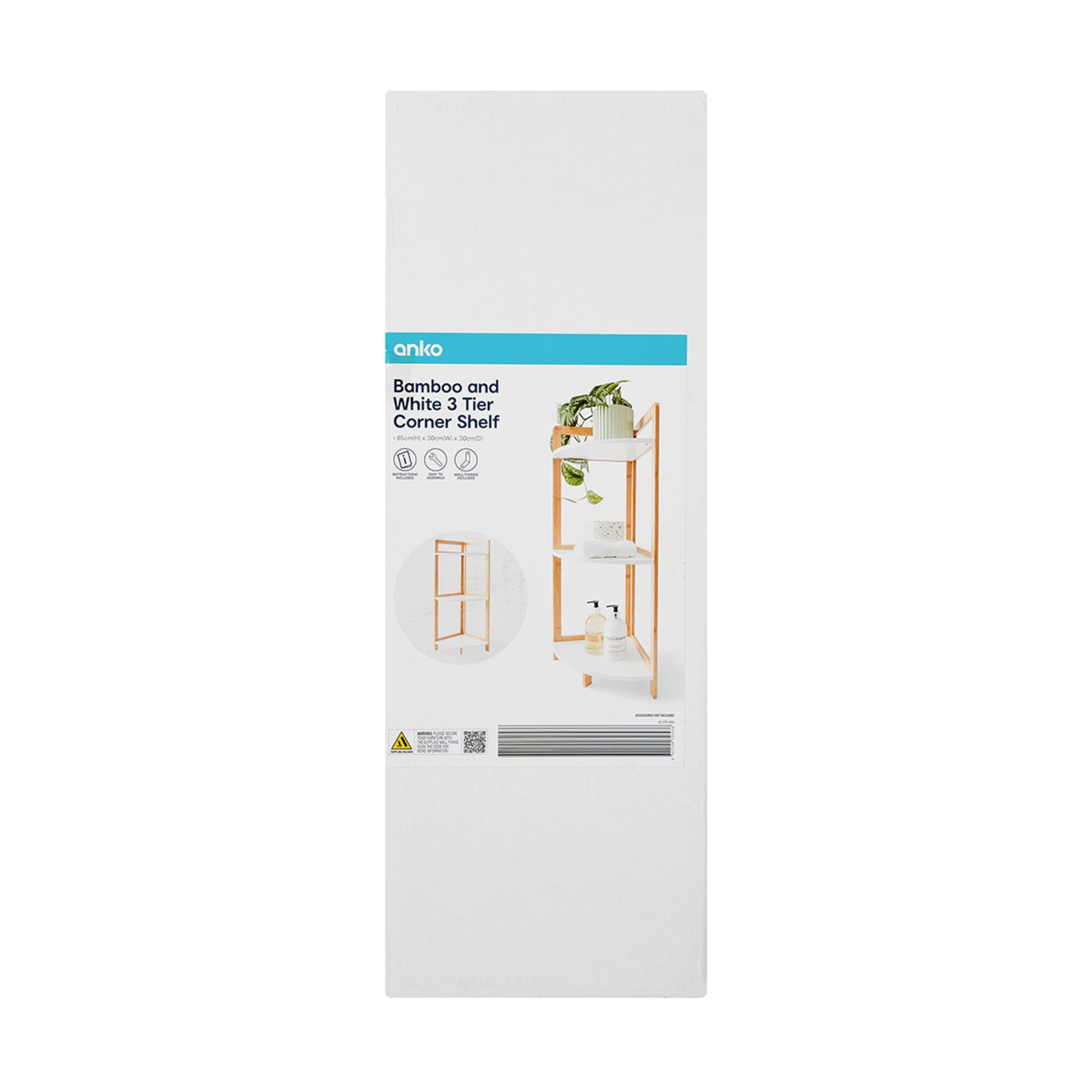 Bamboo and White 3 Tier Corner Shelf Kmart