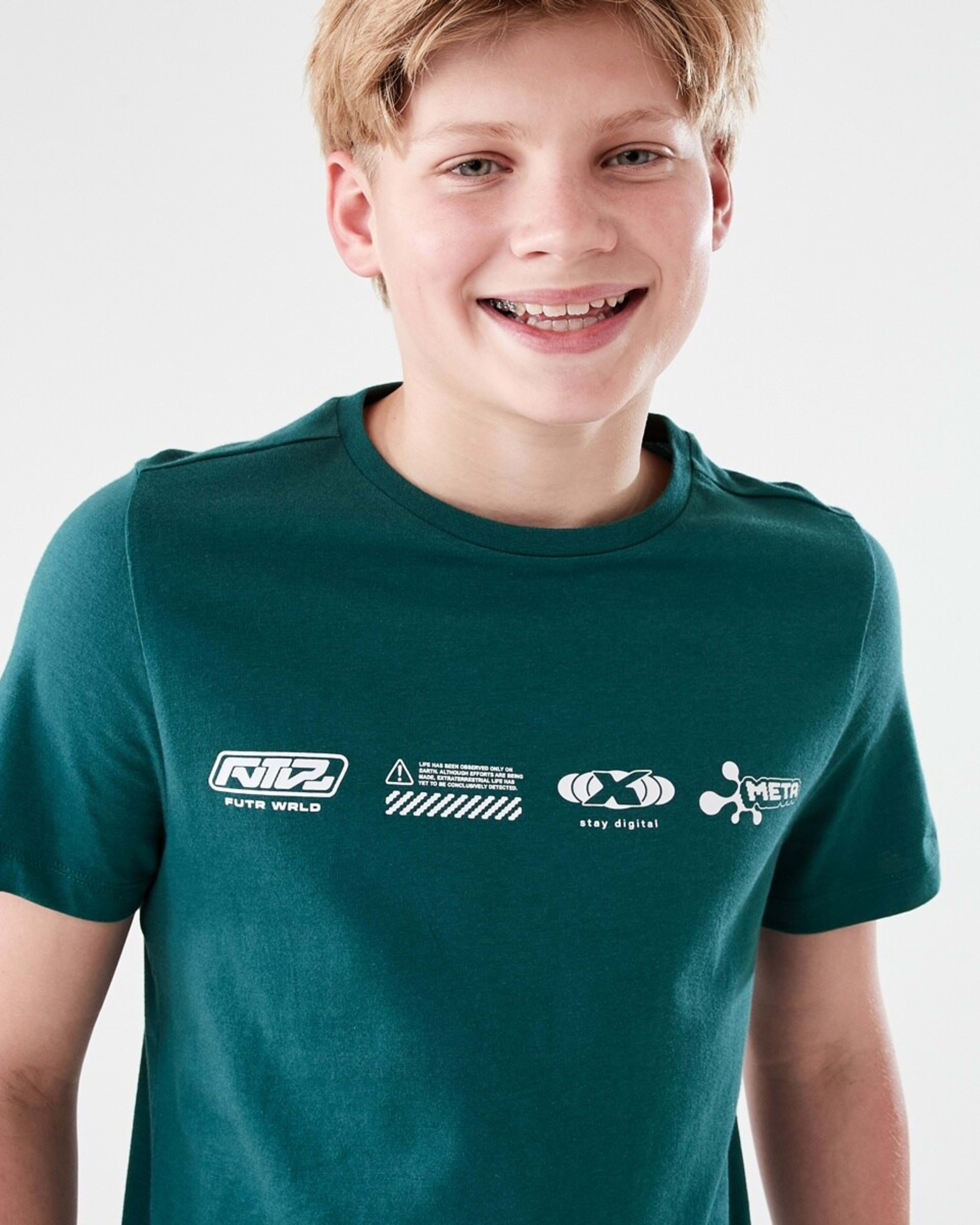 3 Short Sleeve Print T-shirt FUTURE ICONS GREEN, 3 of 6