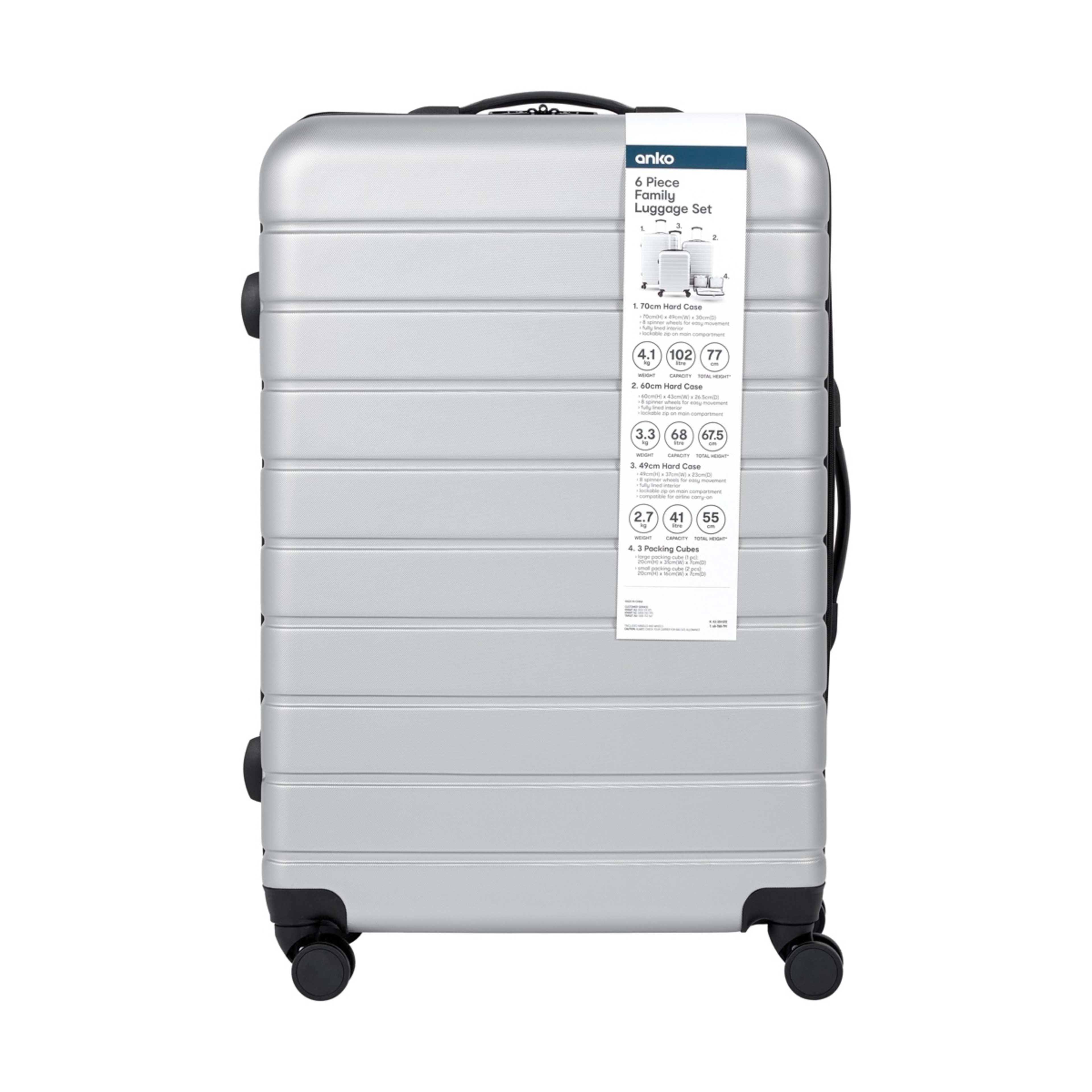 10 6 Piece Family Luggage Set - Silver, 10 of 10