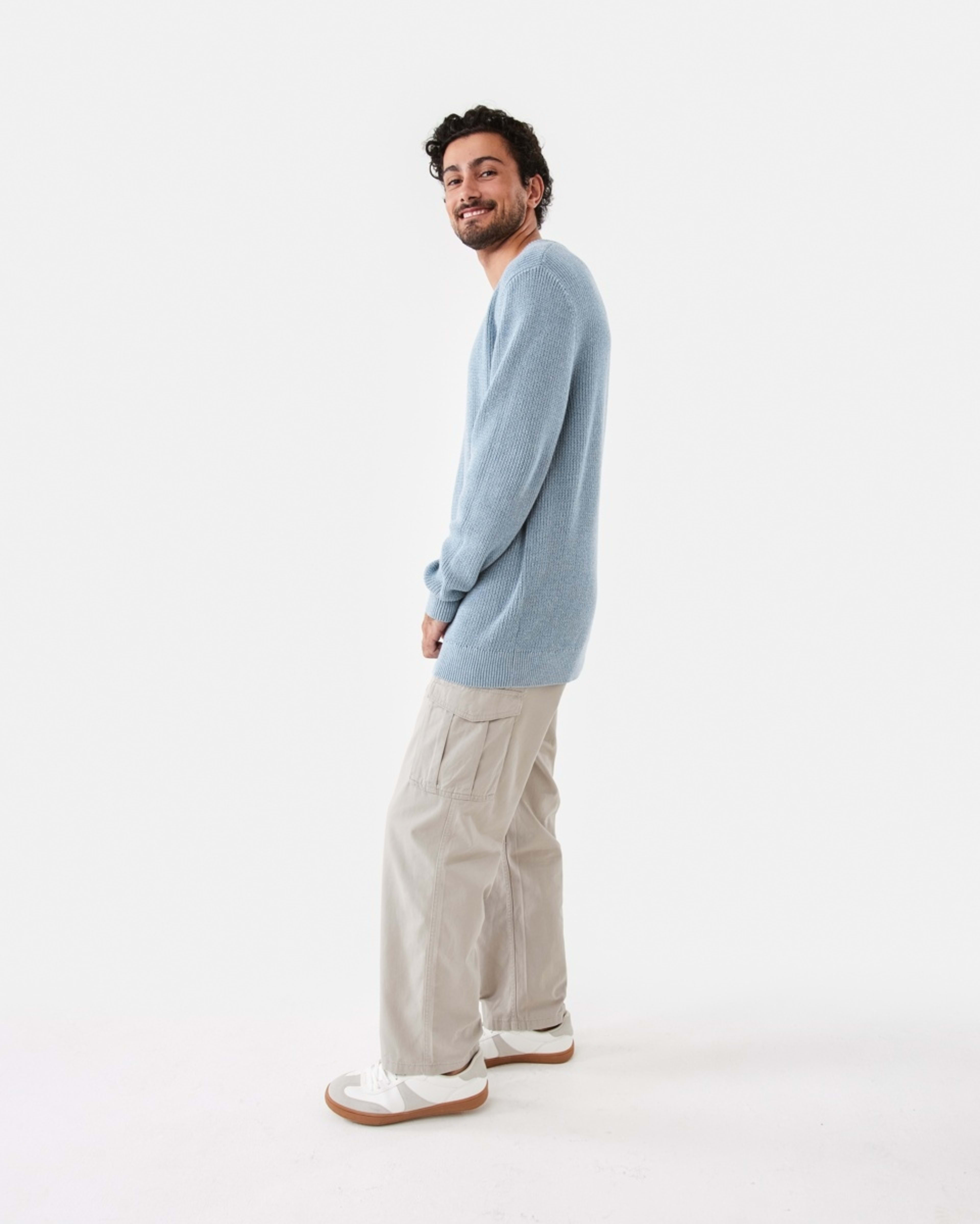 3 Textured Crew Knit Jumper Ash Blue, 3 of 7
