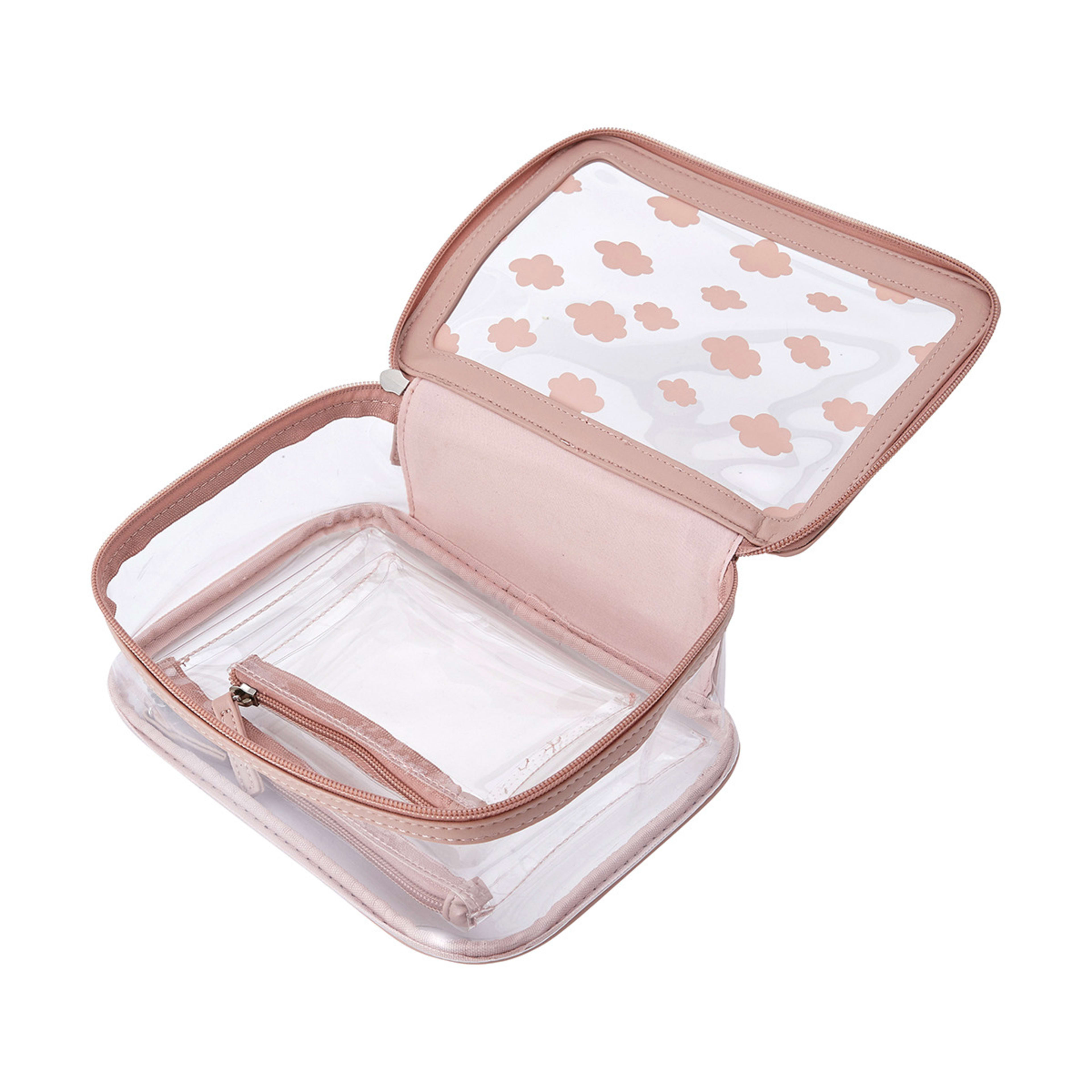 Cosmetic Bag Set - Clear Pink - Kmart NZ