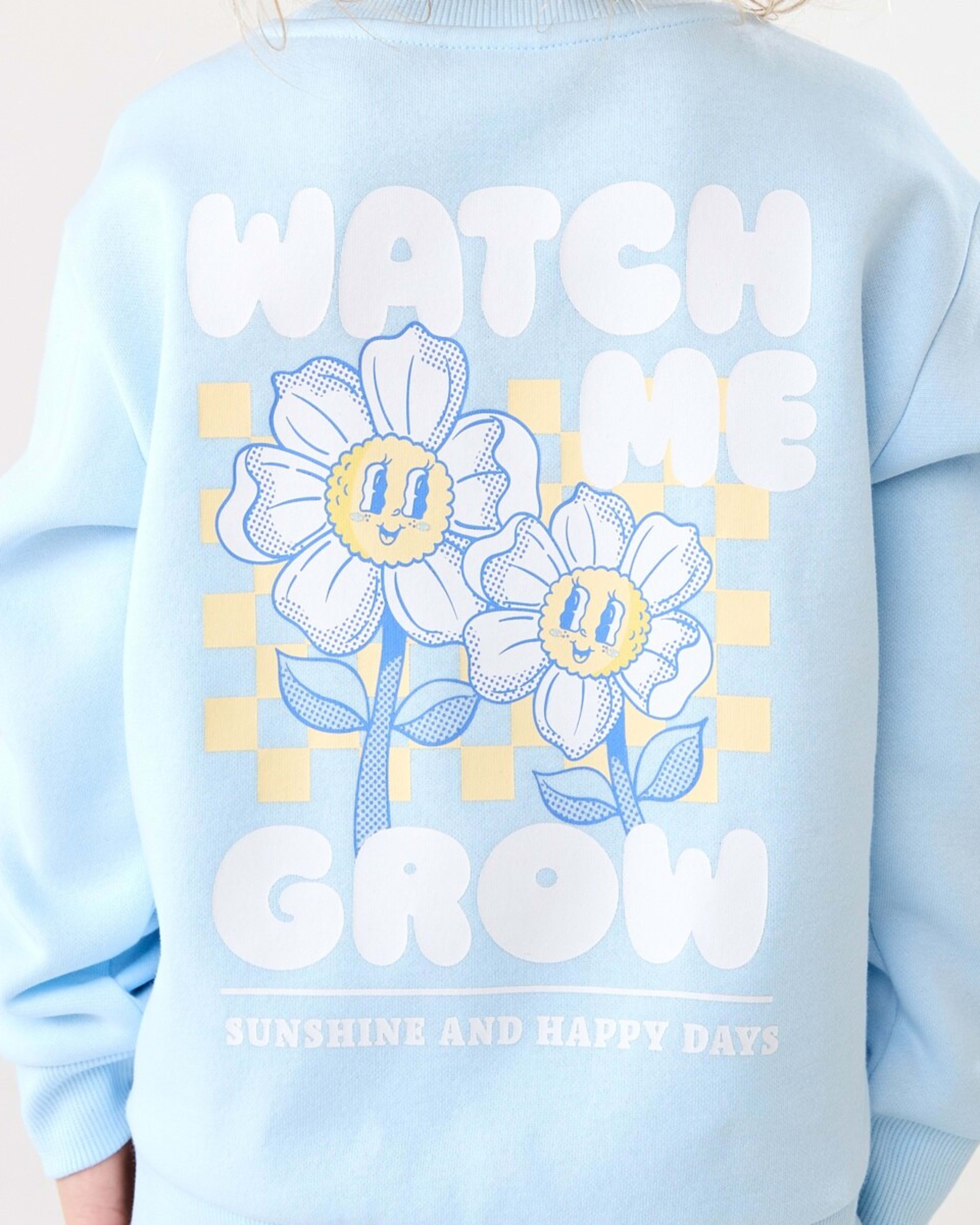 5 Print Crew Neck Sweatshirt WATCH ME GROW BLUE, 5 of 7