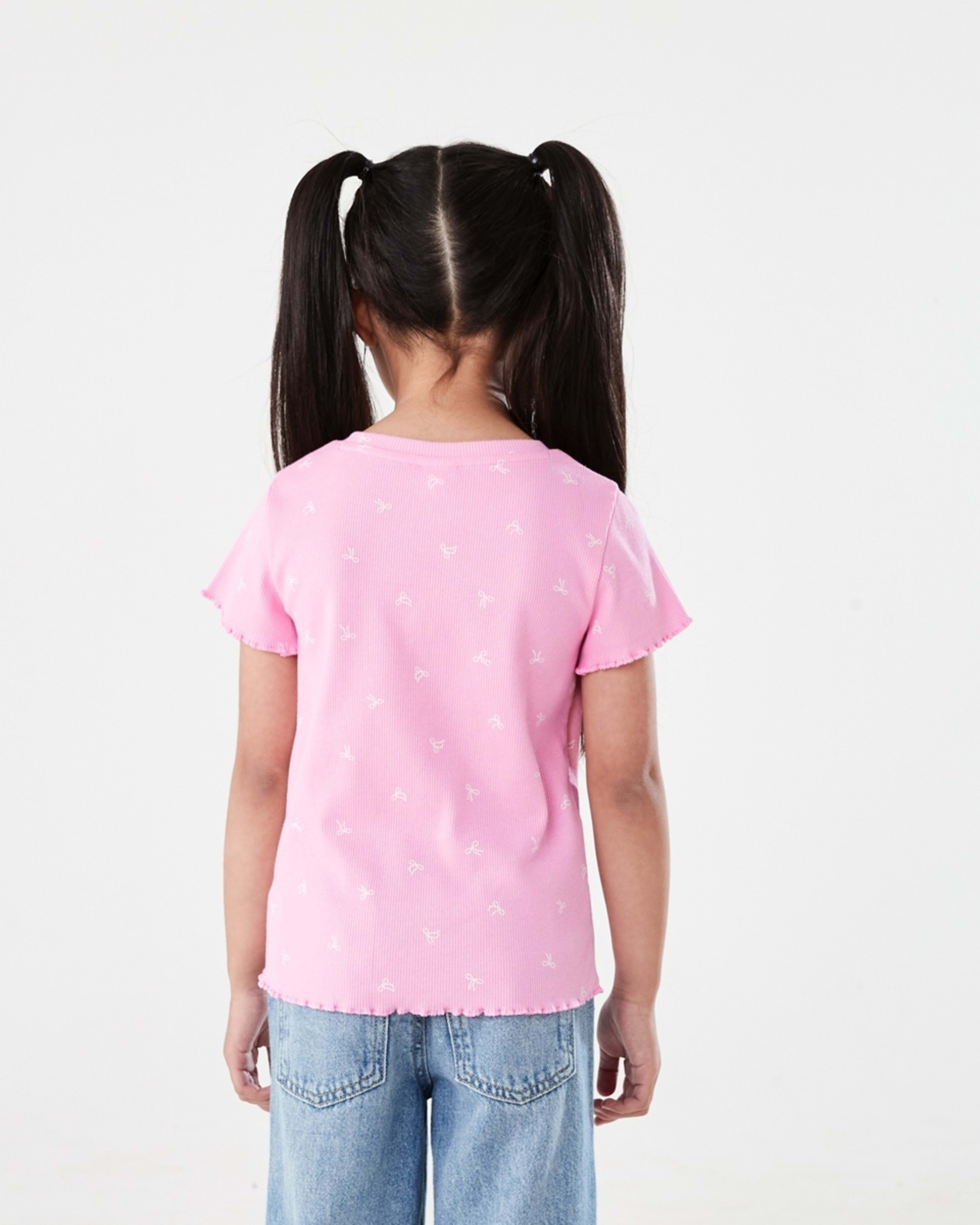 2 Short Sleeve Rib T-shirt CUTE BOWS PRISMATIC PINK, 2 of 7