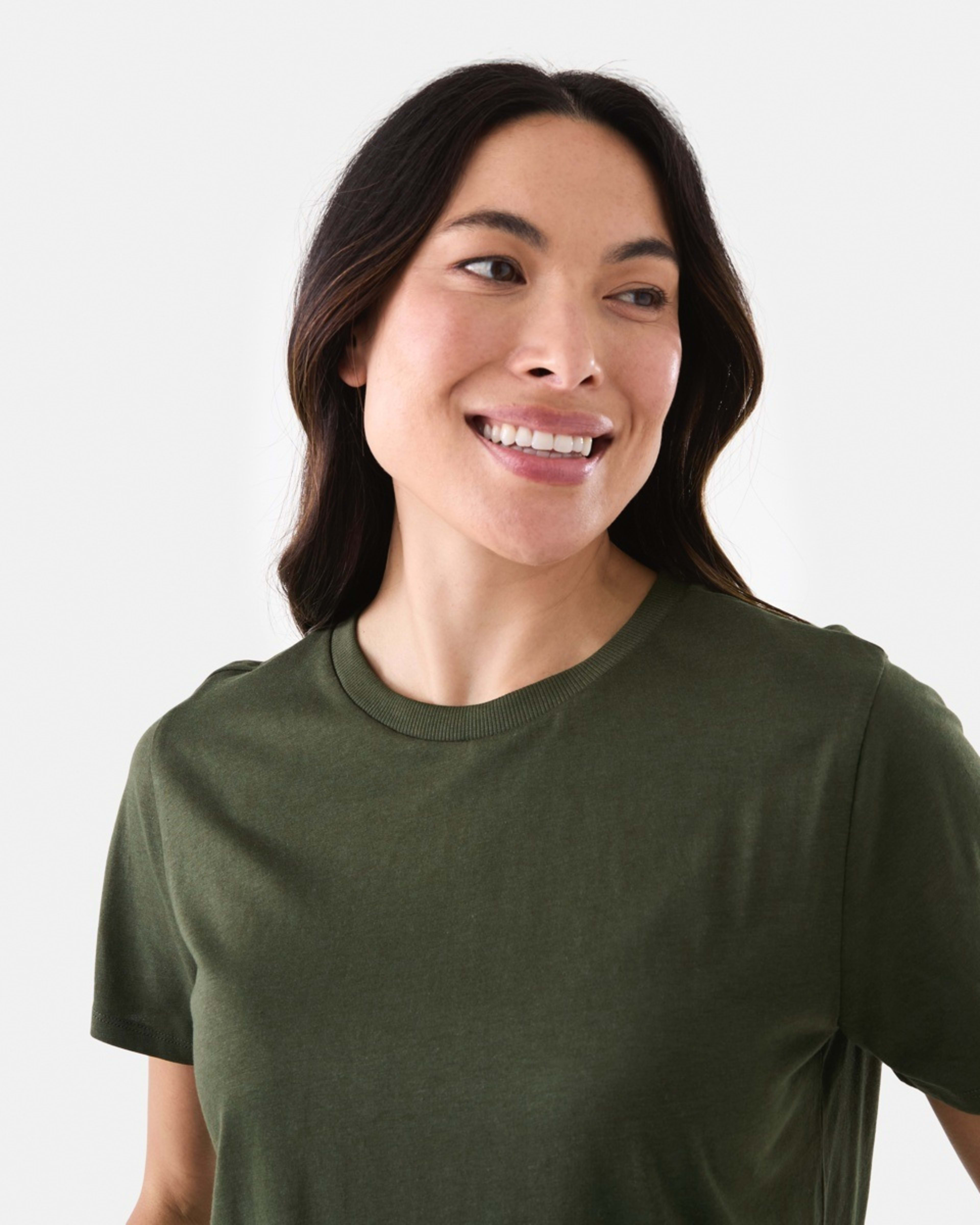 5 Short Sleeve Cotton Modal T-shirt OLIVE OIL GREEN, 5 of 6