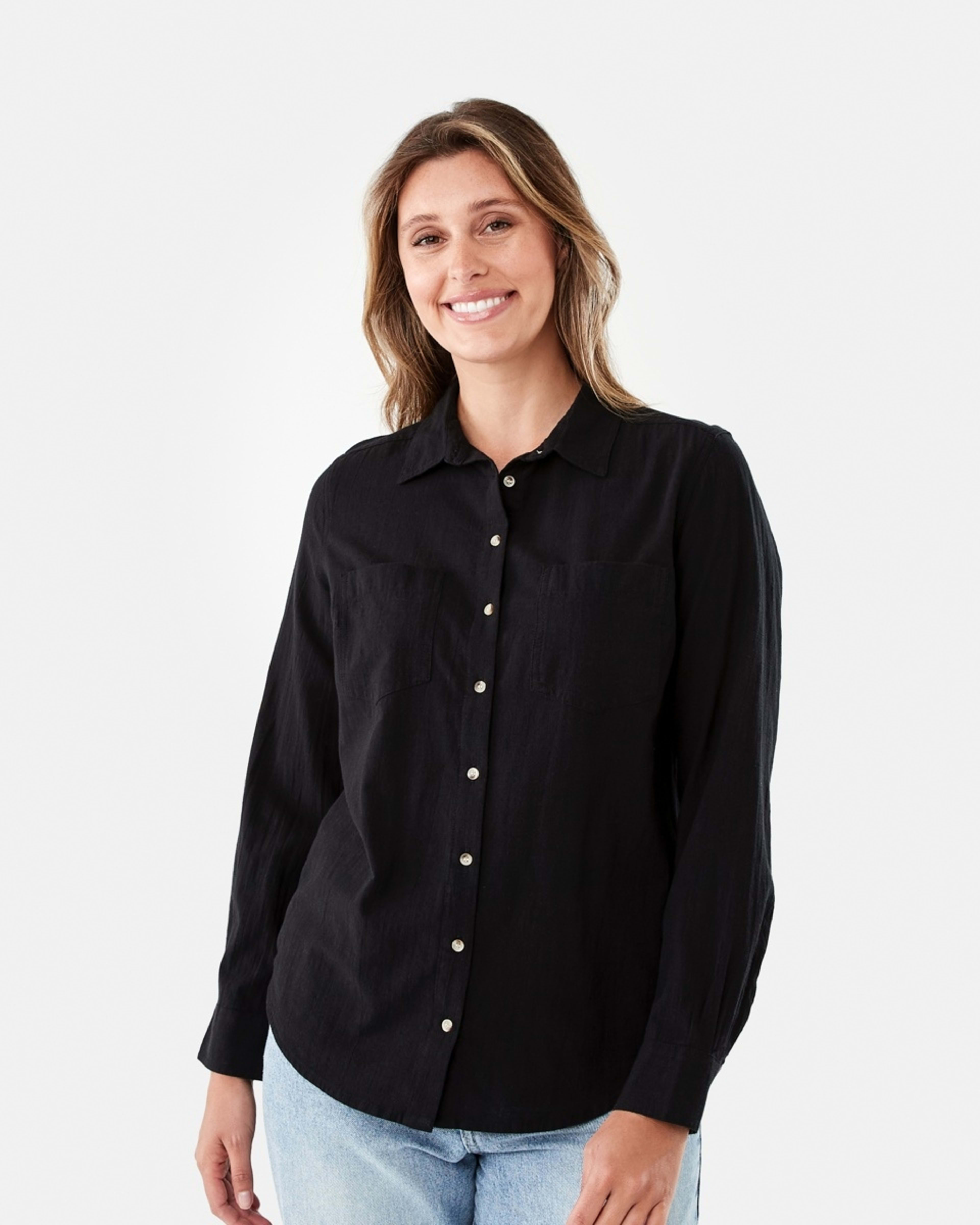 1 Long Sleeve Casual Shirt Black, 1 of 8