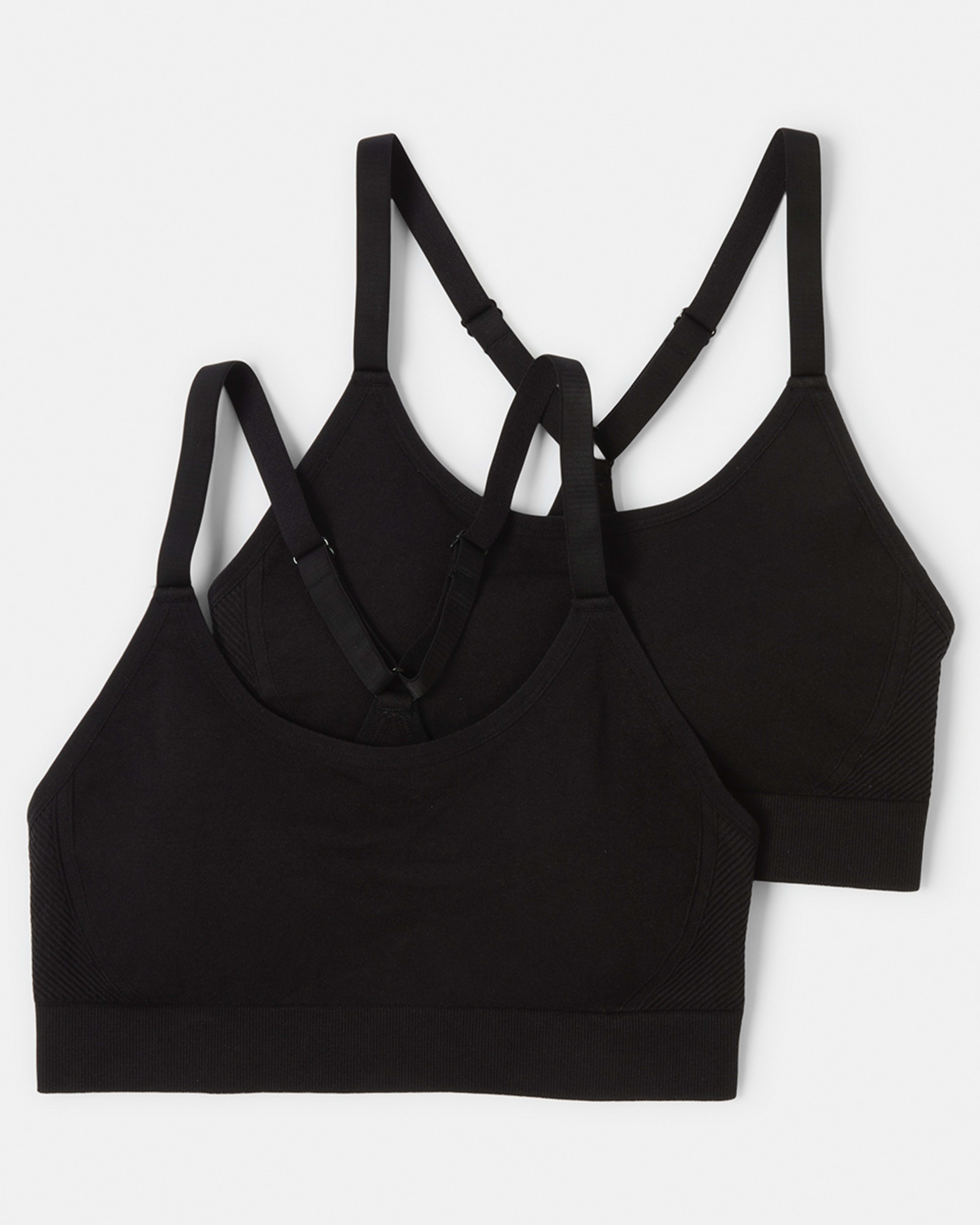 1 2 Pack Sports Medium Support Seamfree Crop BLACK, 1 of 9