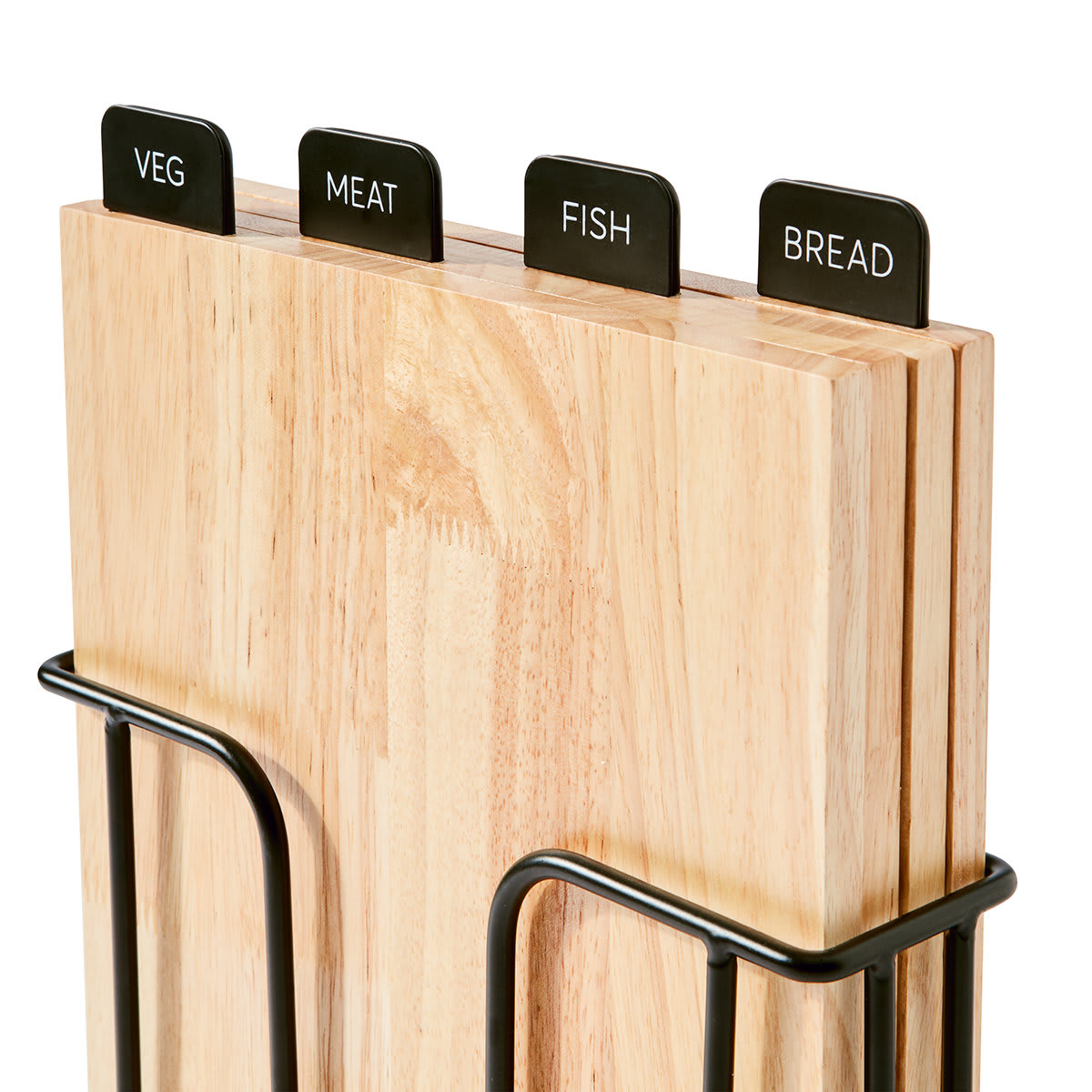 Set of 4 Wood Cutting Boards with Stand Kmart