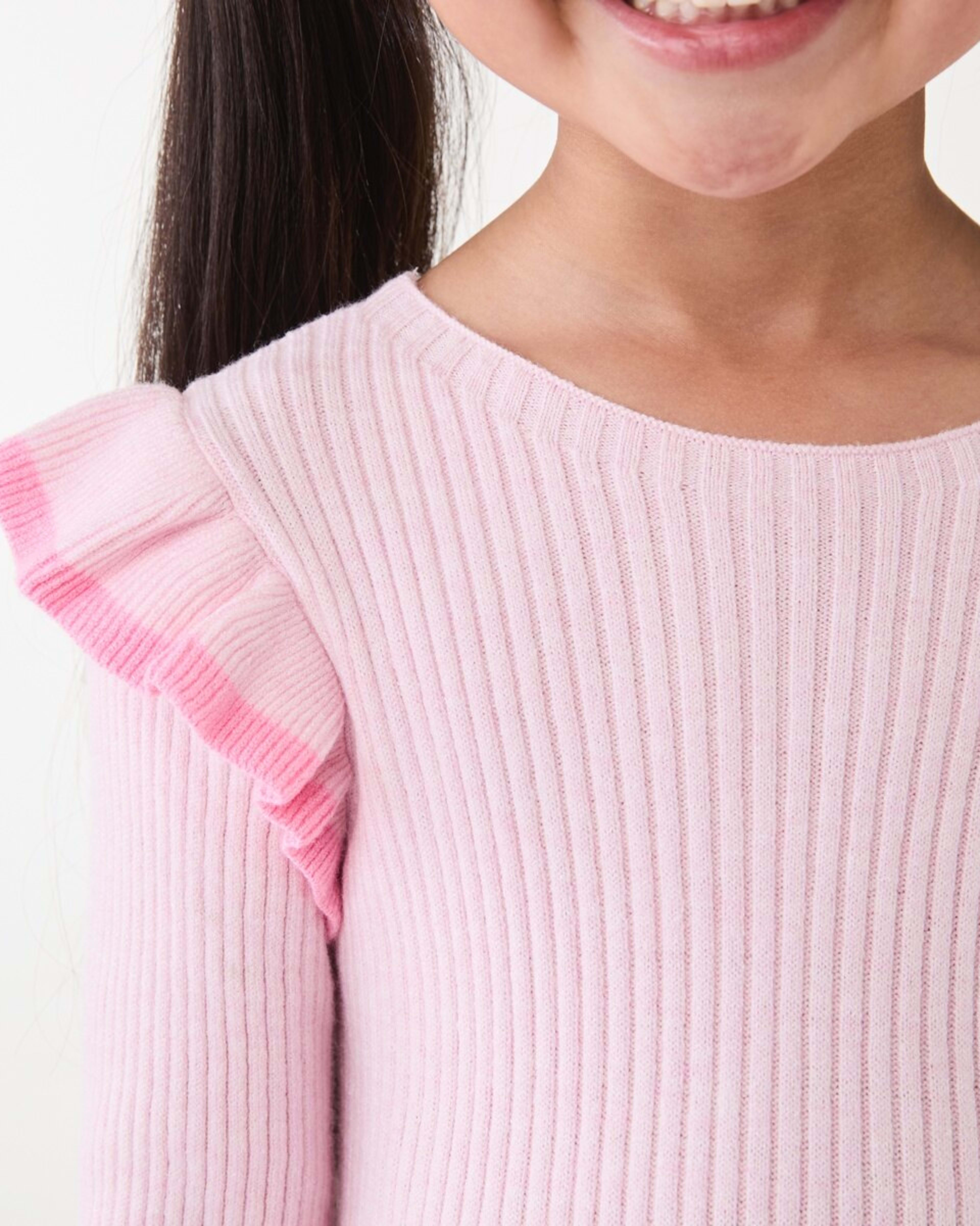 4 Long Sleeve Viscose Knit Dress Pink Marle, 4 of 9