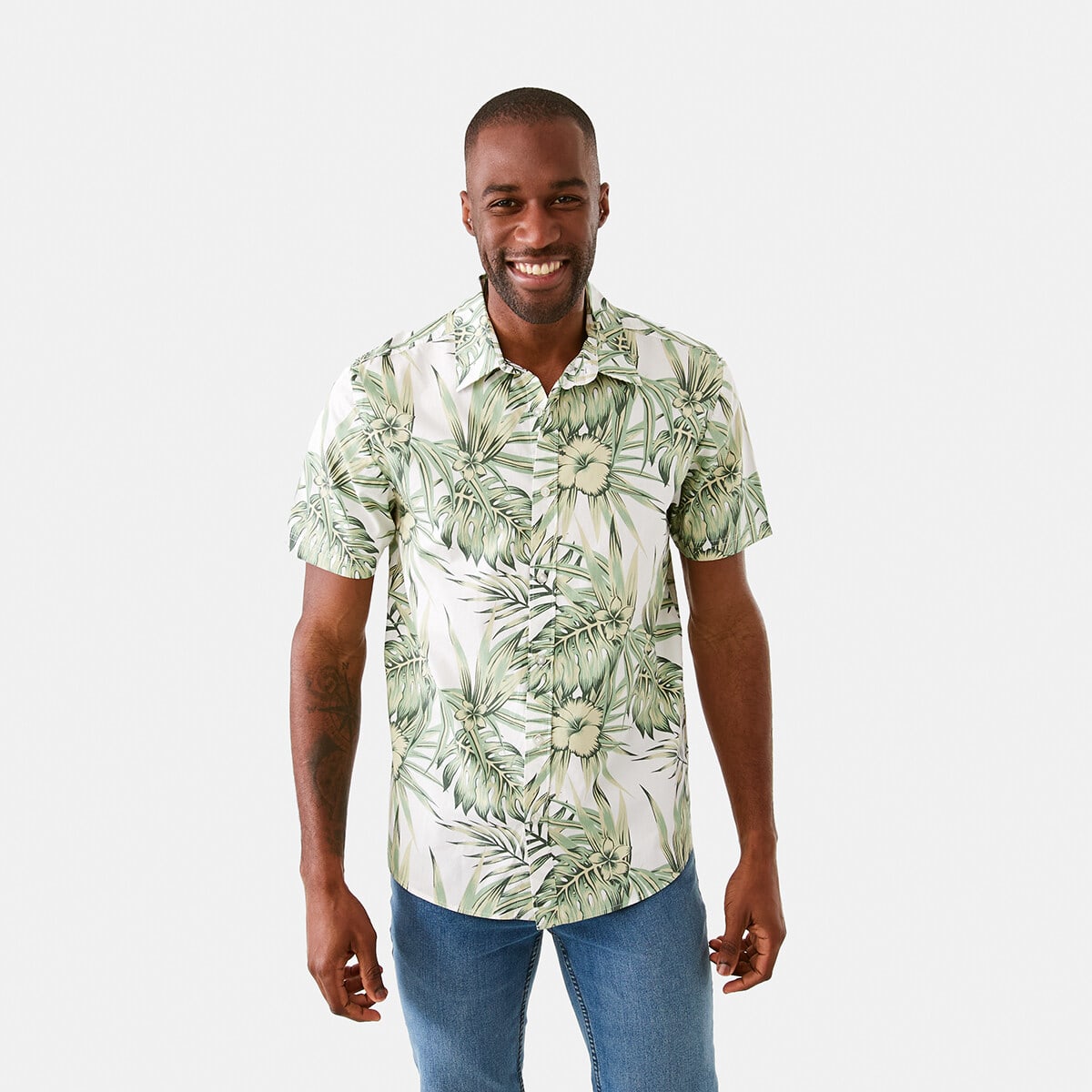 Short Sleeve Poplin Print Shirt - Kmart