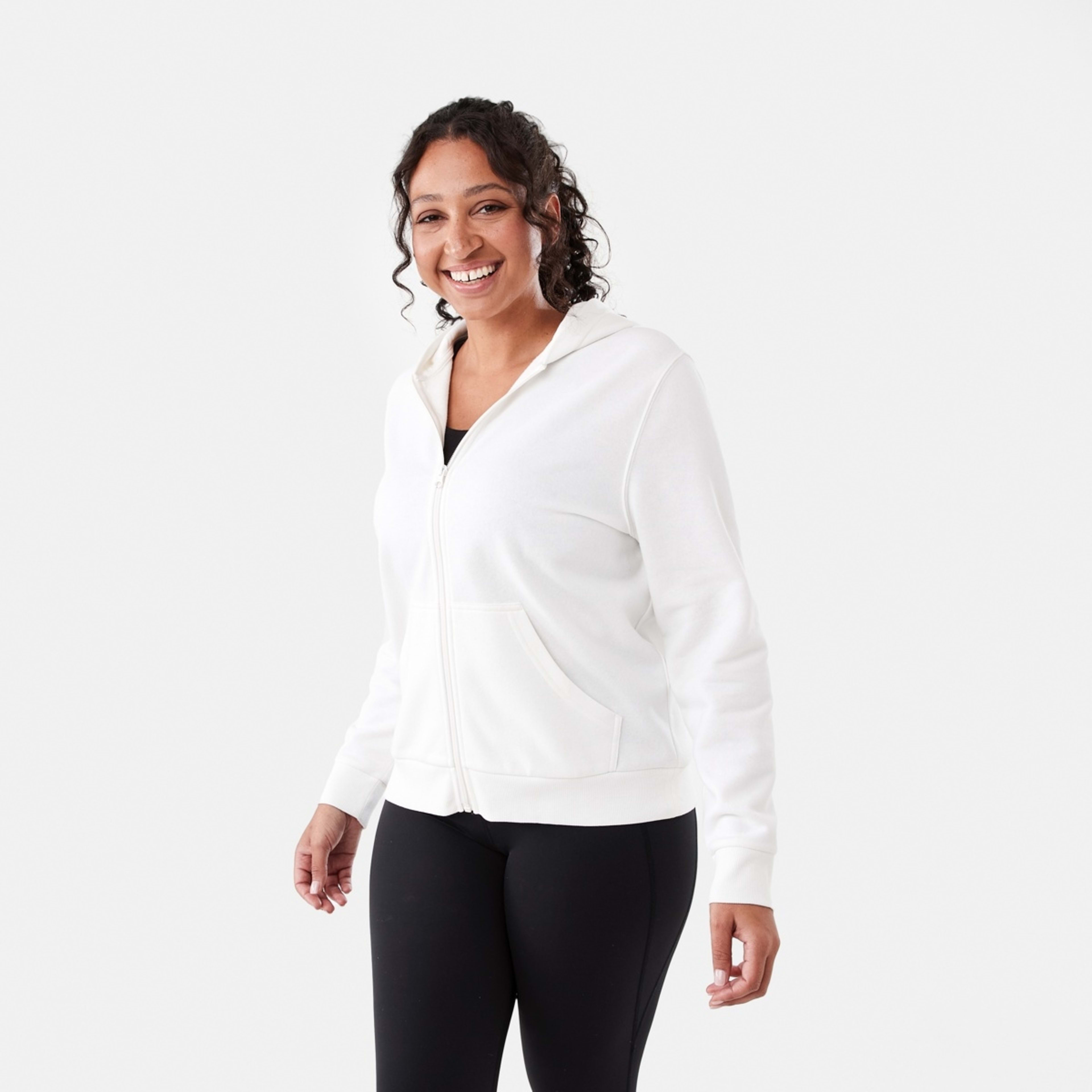 3 Active Womens Zip Through Hoodie Ecru, 3 of 7
