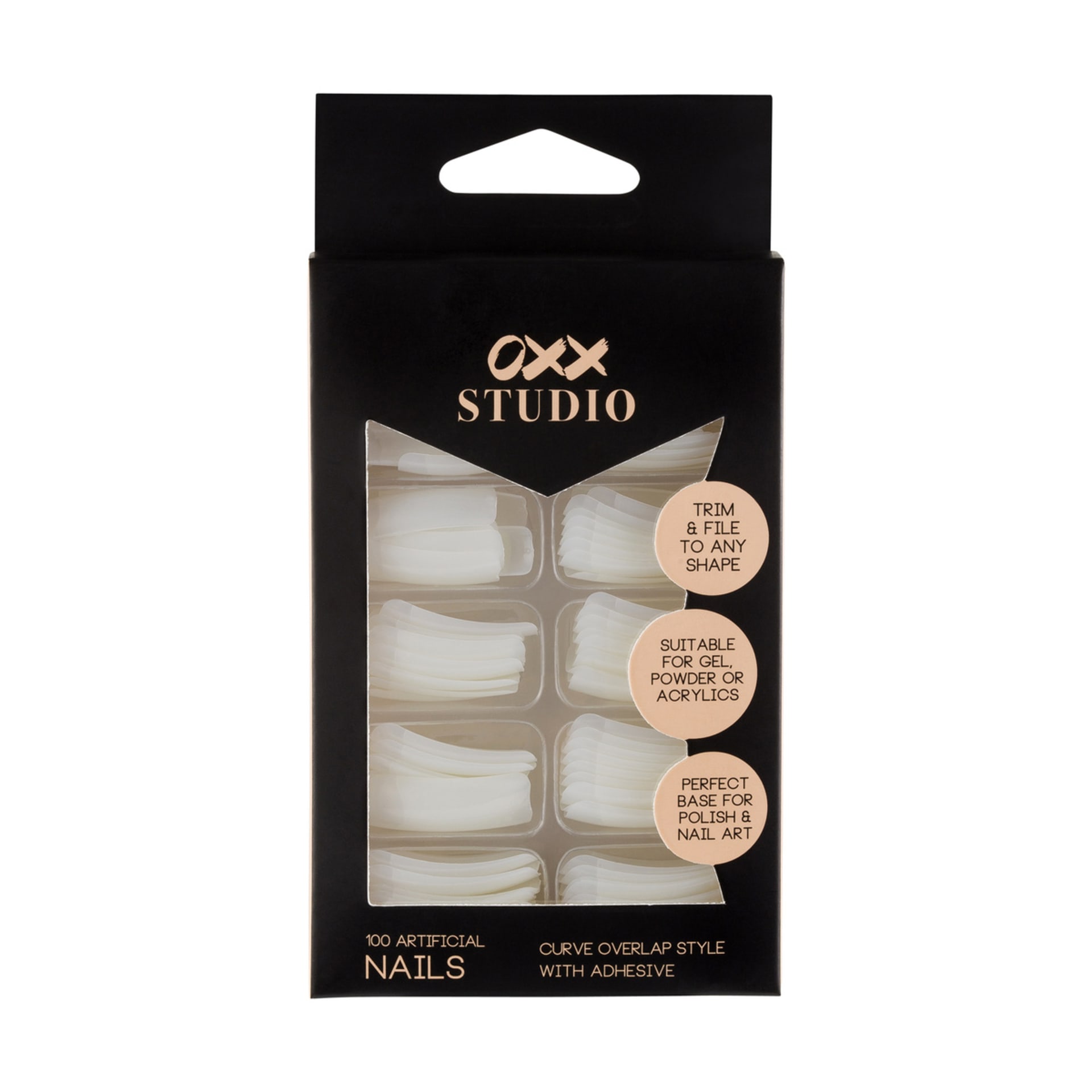 OXX Studio 100 Pack Artificial Nails with Adhesive Kmart