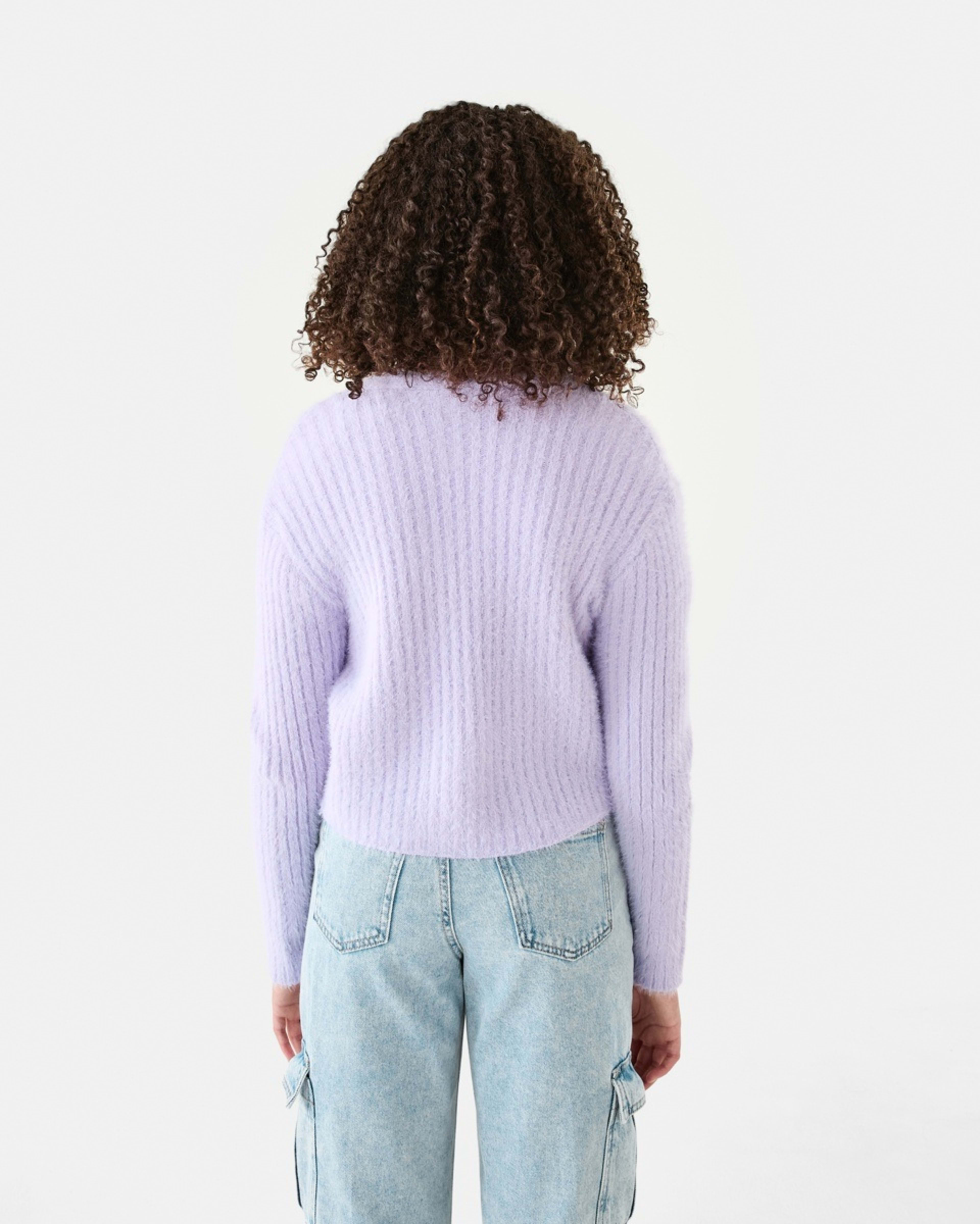 2 Crop Rib Cardigan Pst Purple, 2 of 9