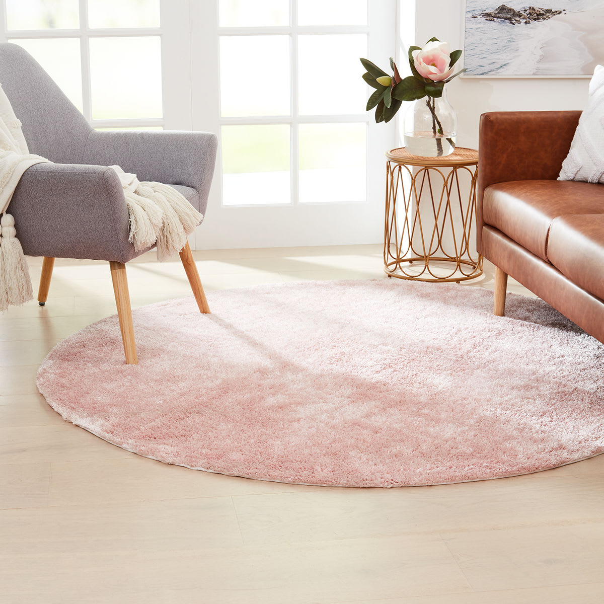Luxe Round Rug Blush 180cm Kmart