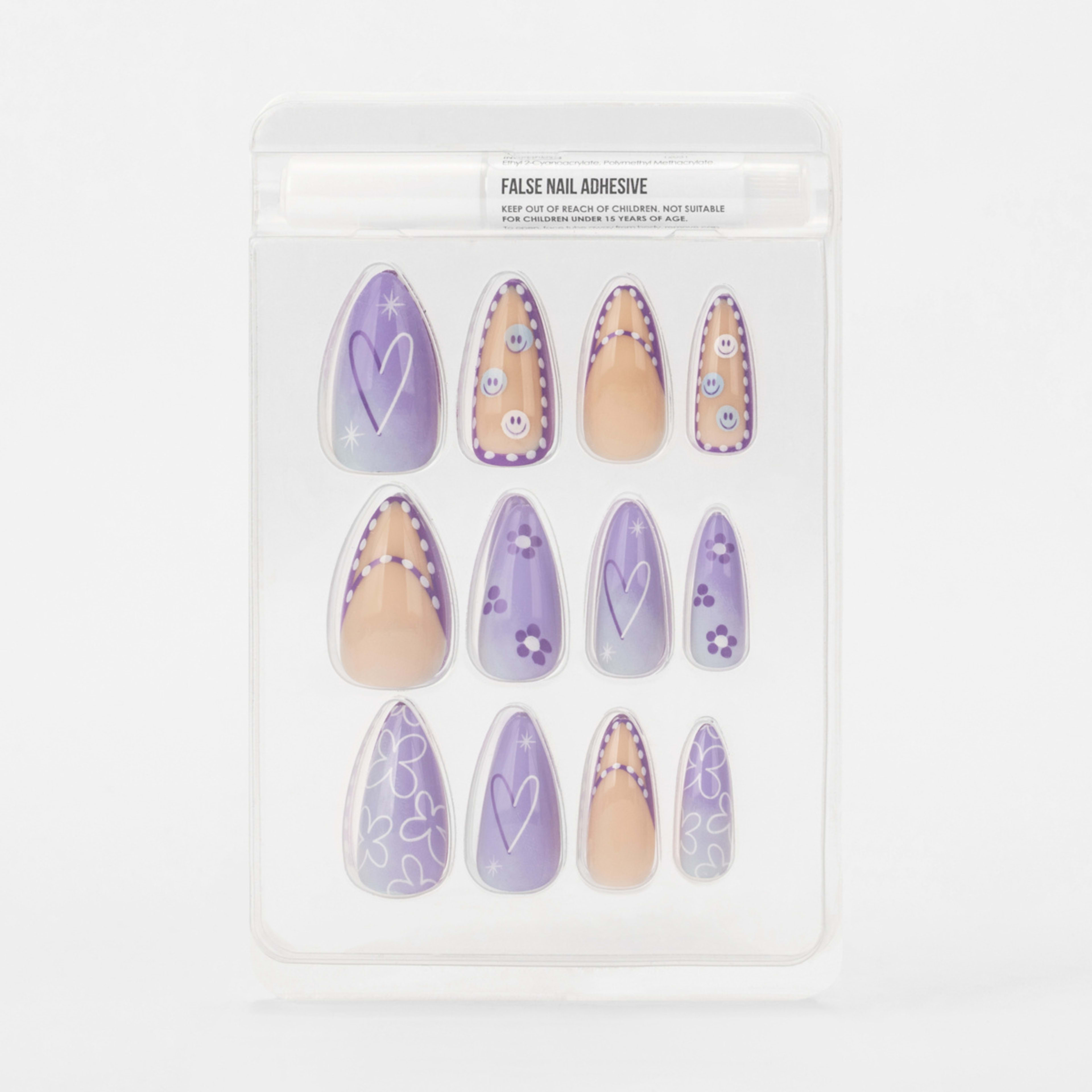 3 OXX Cosmetics 24 Pack False Nails with Adhesive - Stiletto Shape, Funhouse, 3 of 5