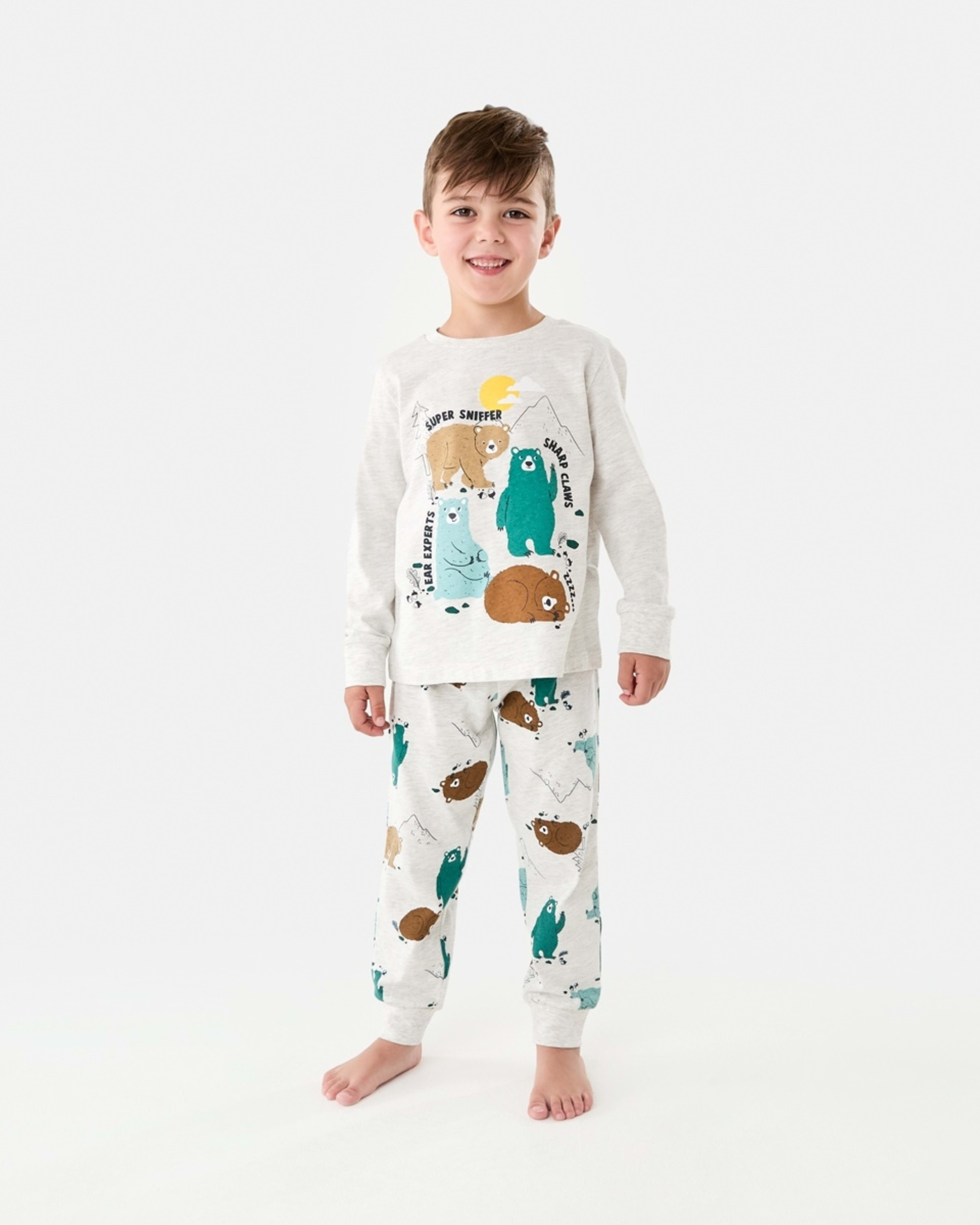 1 Jersey Pyjama Set Bear White Marle
