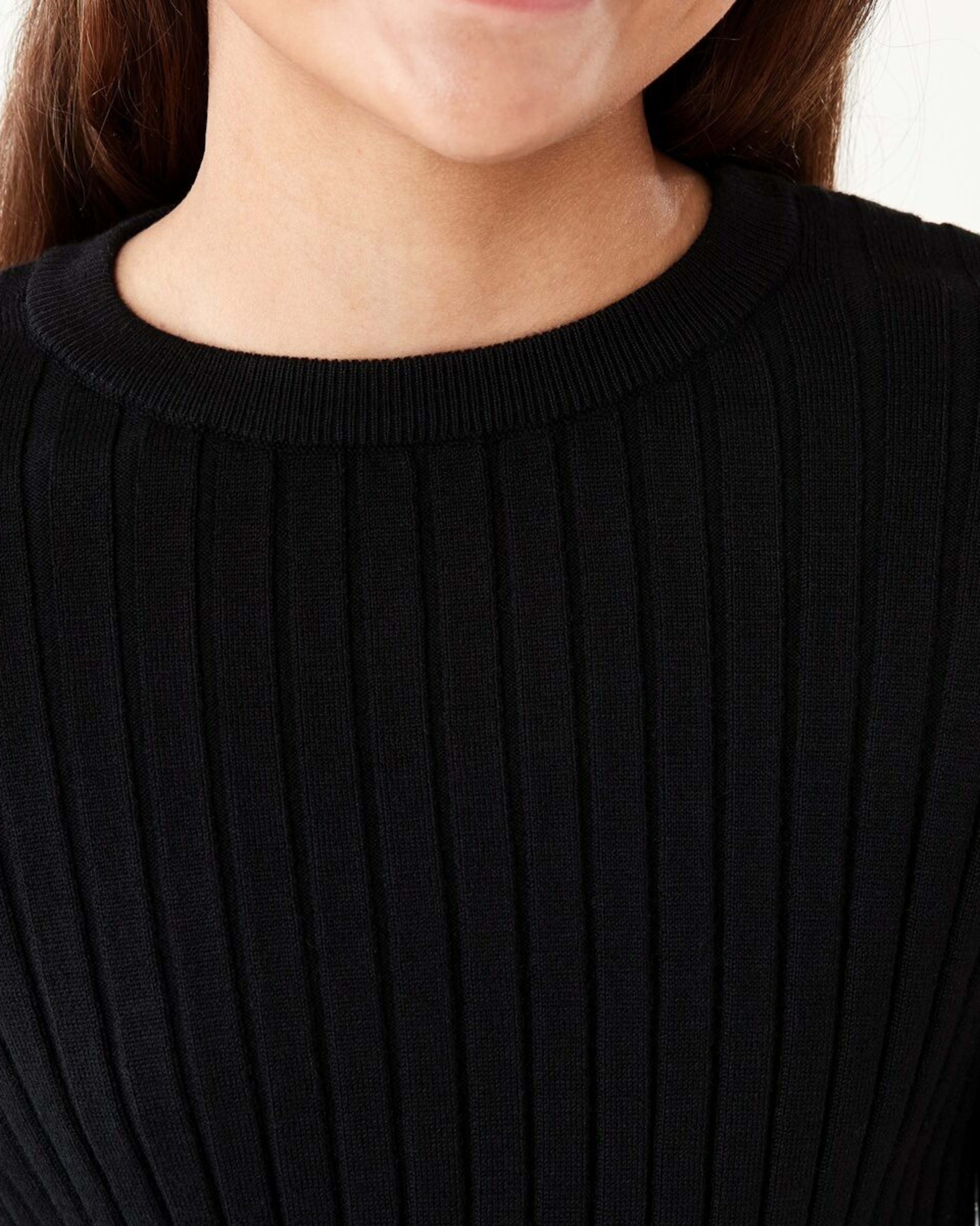 4 Long Sleeve Rib Knit Top Black, 4 of 8