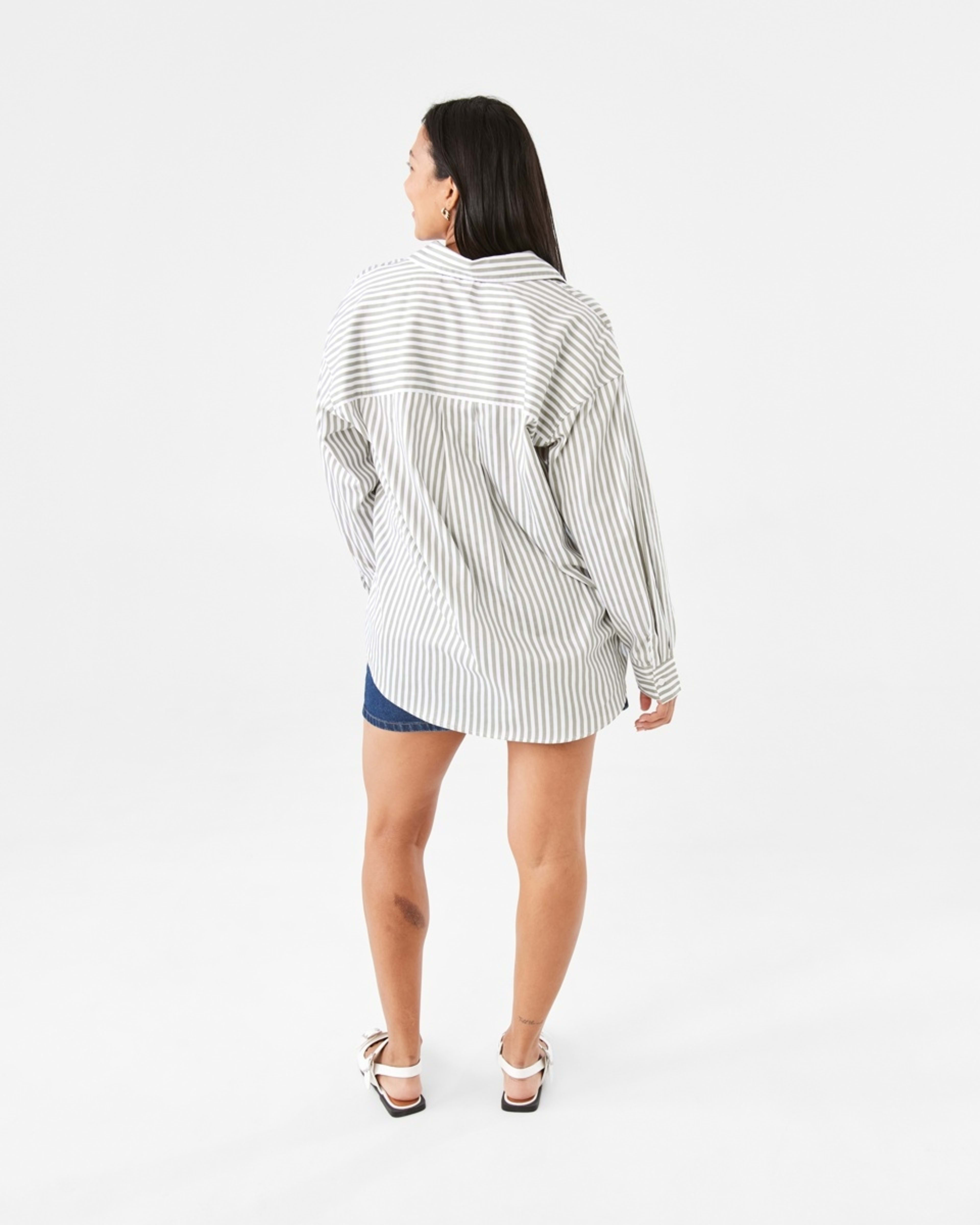 5 Long Sleeve Boyfriend Shirt Grey Strp, 5 of 8