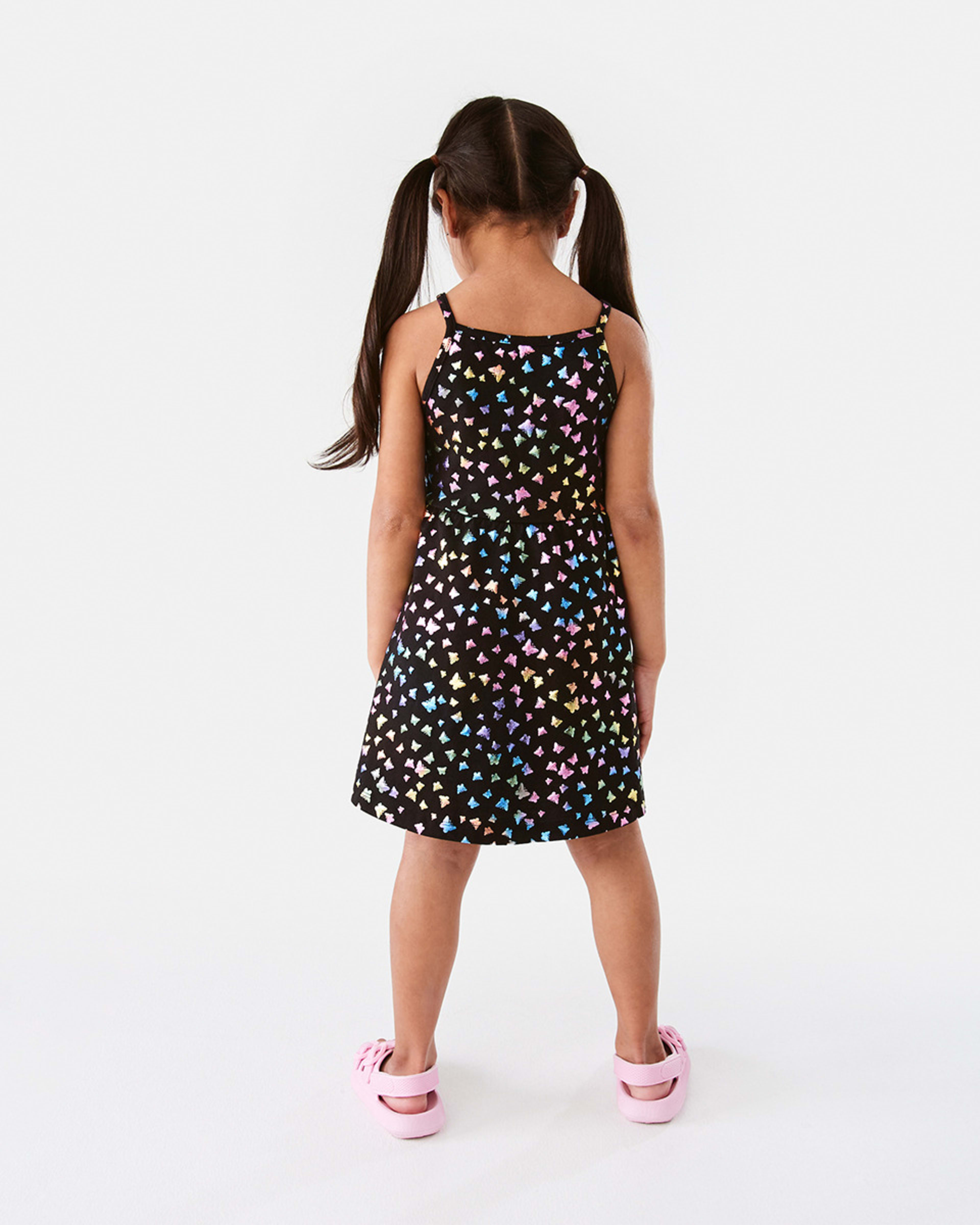 7 Sleeveless Foil Print Dress Blk Bfly, 7 of 9