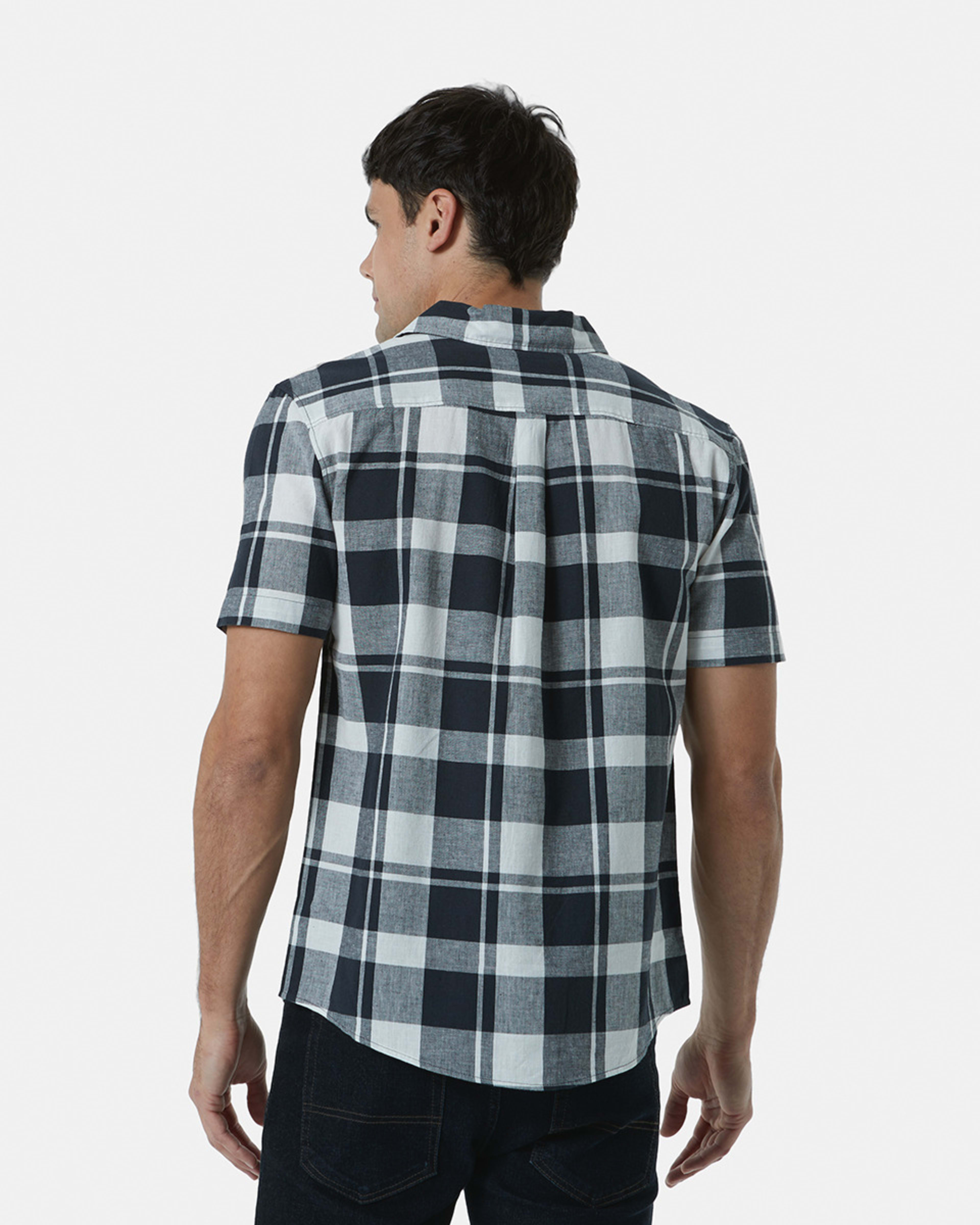 Short Sleeve Check Linen Blend Shirt Kmart
