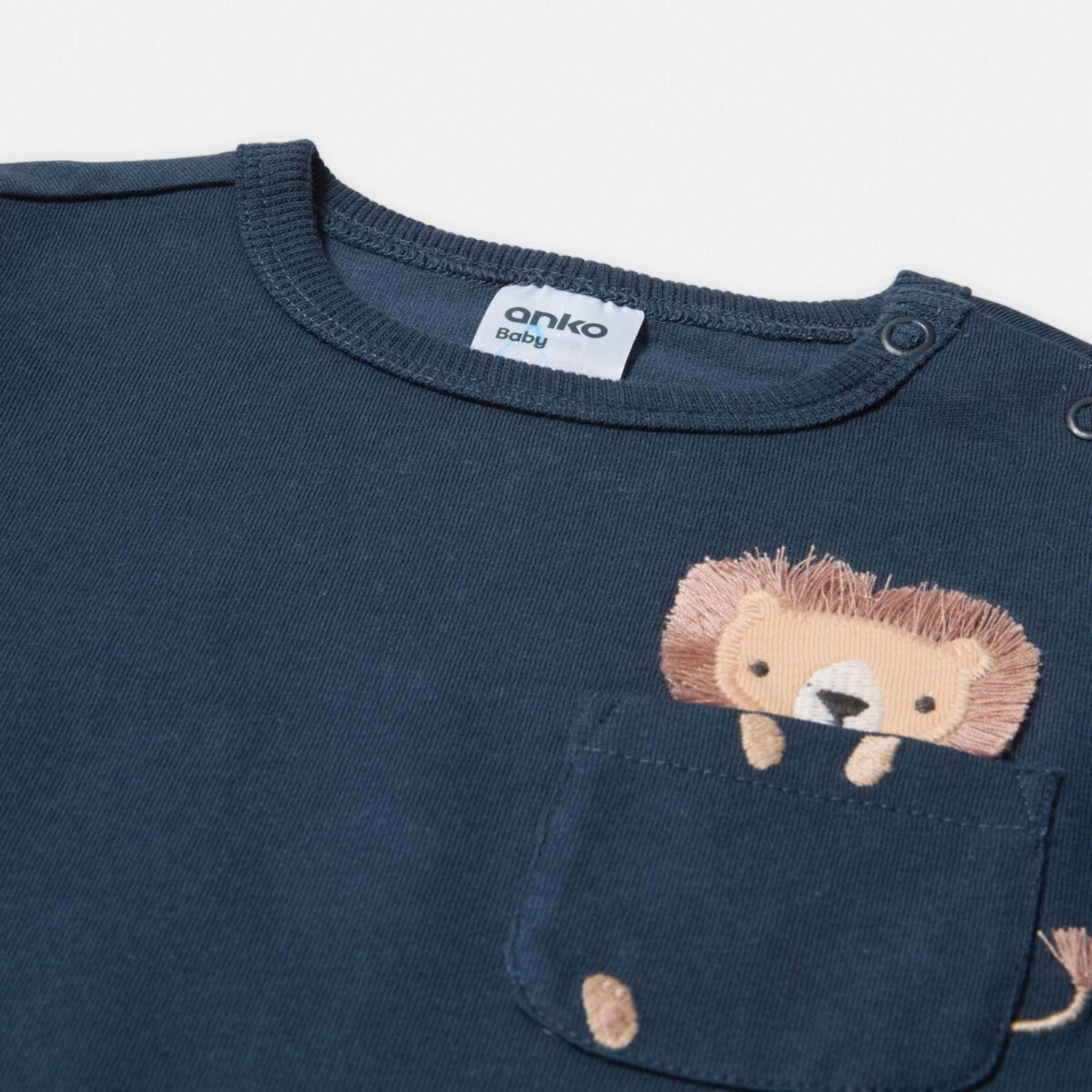 3 Applique Pocket T-shirt Jungle King Navy, 3 of 3