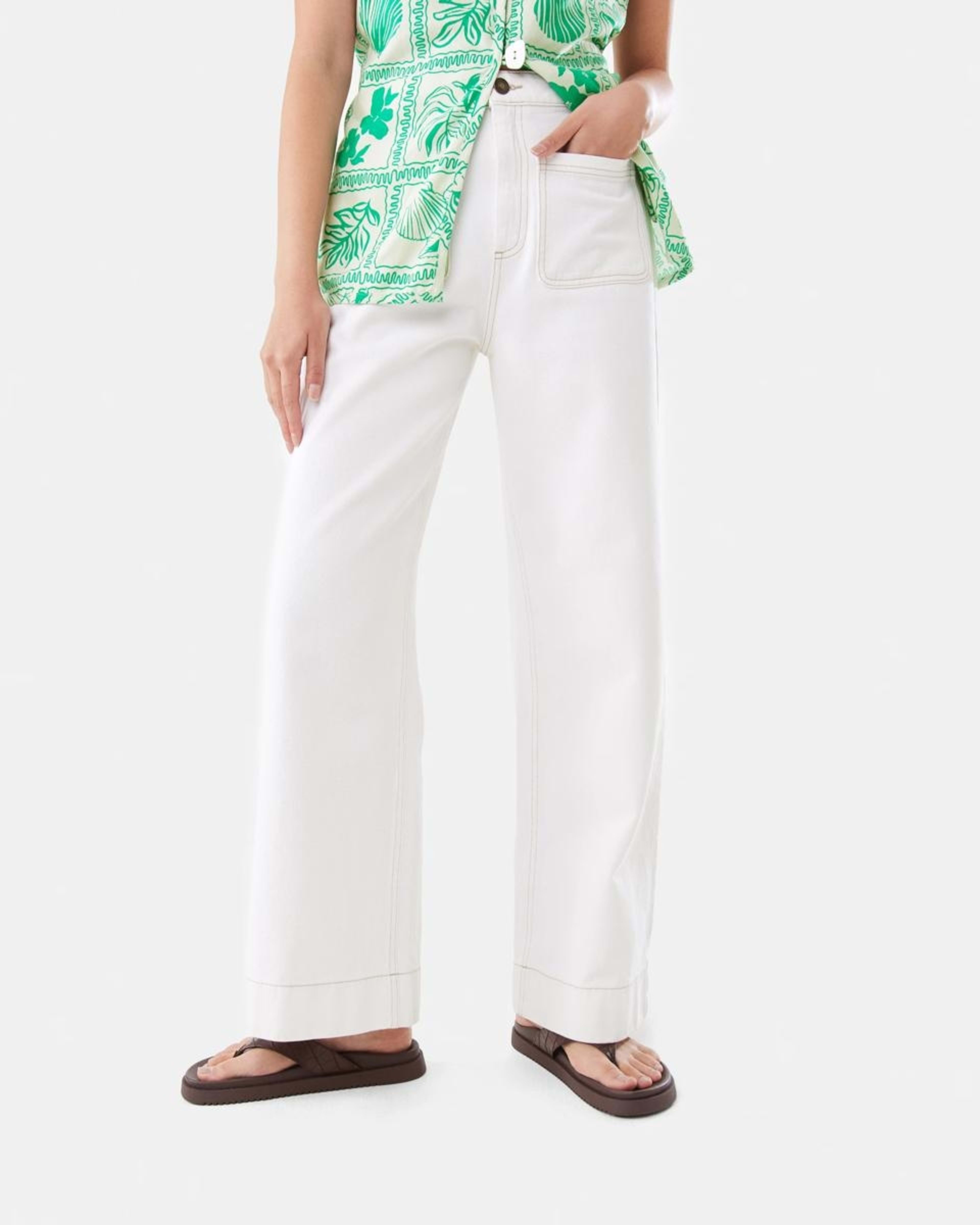 1 Wide Leg Pocket Jeans ECRU DENIM, 1 of 7