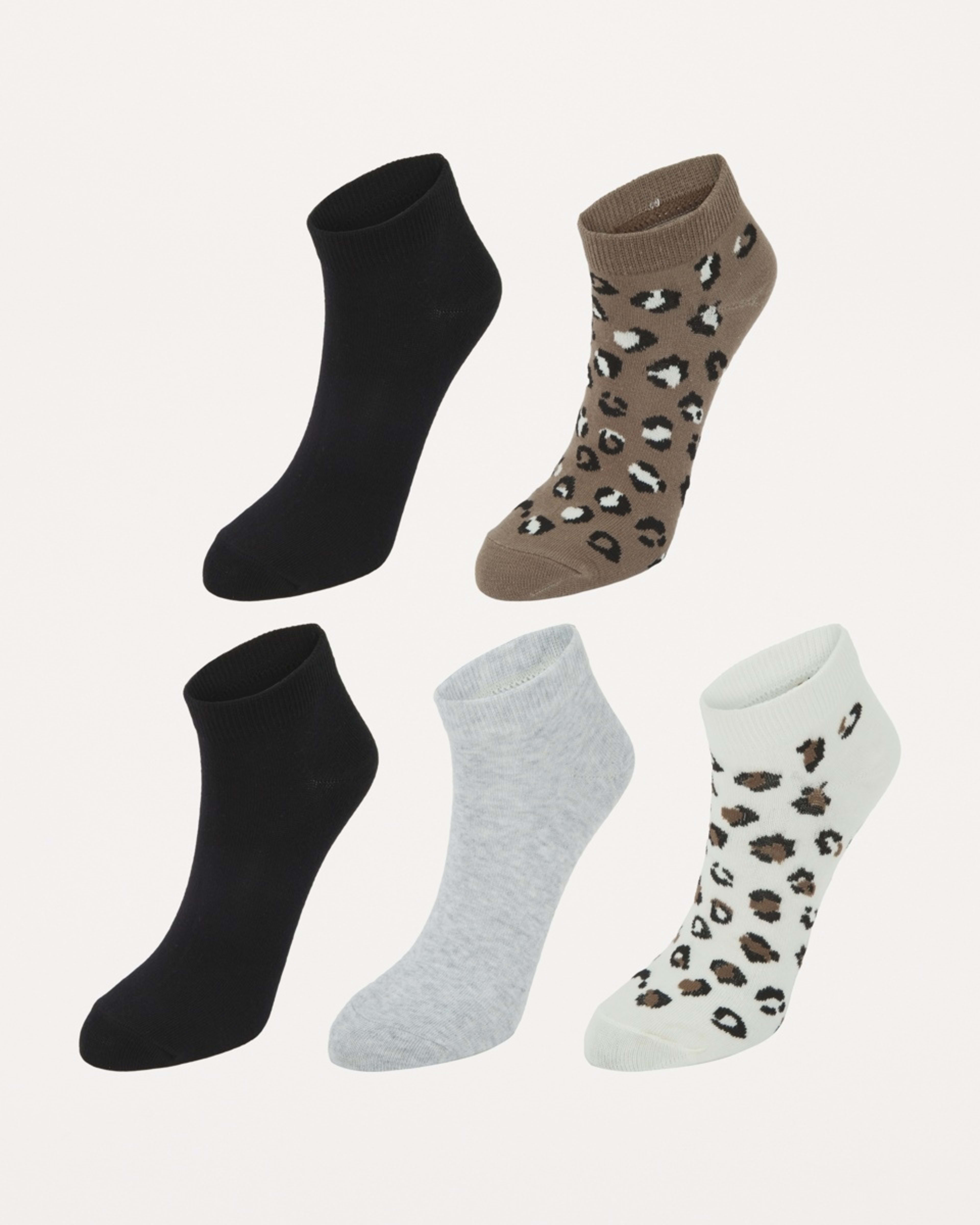 1 5 Pack Fashion Low Cut Socks BEIGE LEO MUTLI PACK OAT BEIGE, 1 of 3