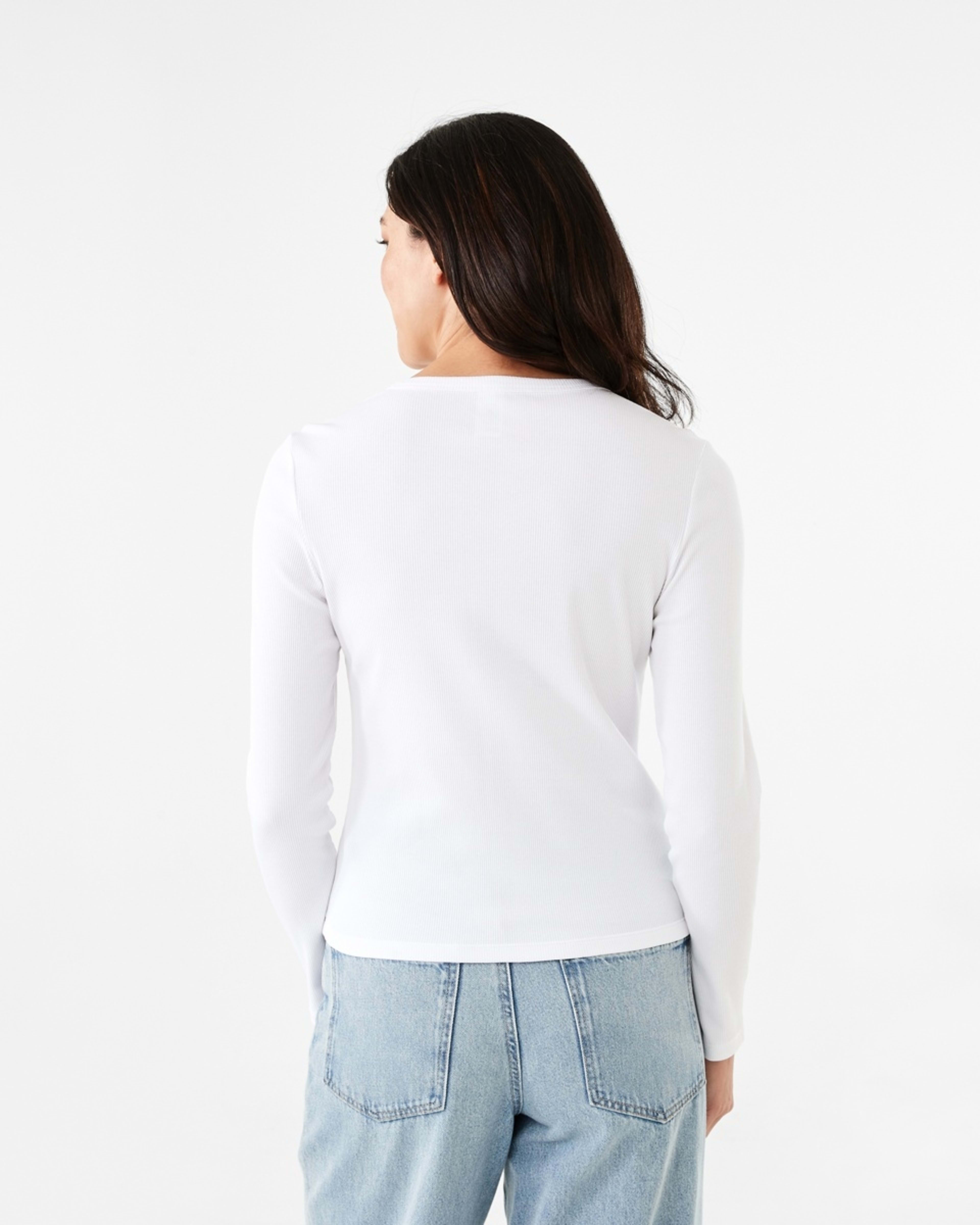 4 Long Sleeve Rib Crew T-shirt White, 4 of 6