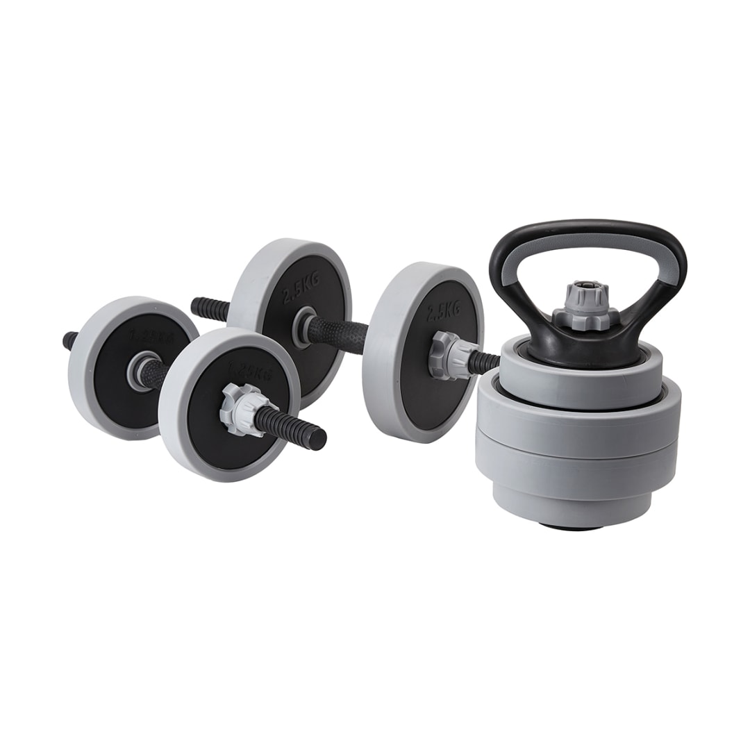 15kg Adjustable Kettlebell and Dumbbell Set Kmart