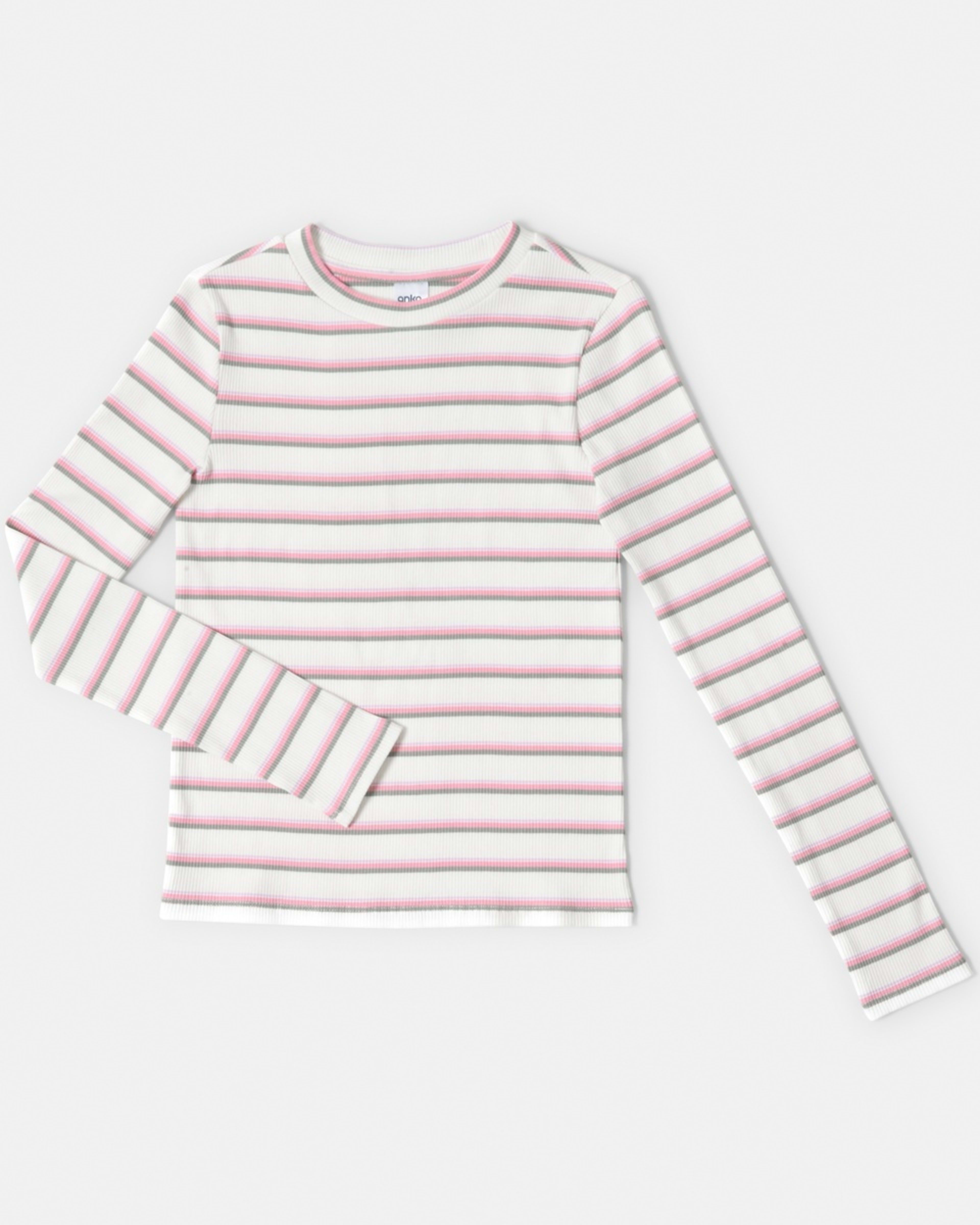7 Long Sleeve Rib Top Descending Stripe Multi, 7 of 8