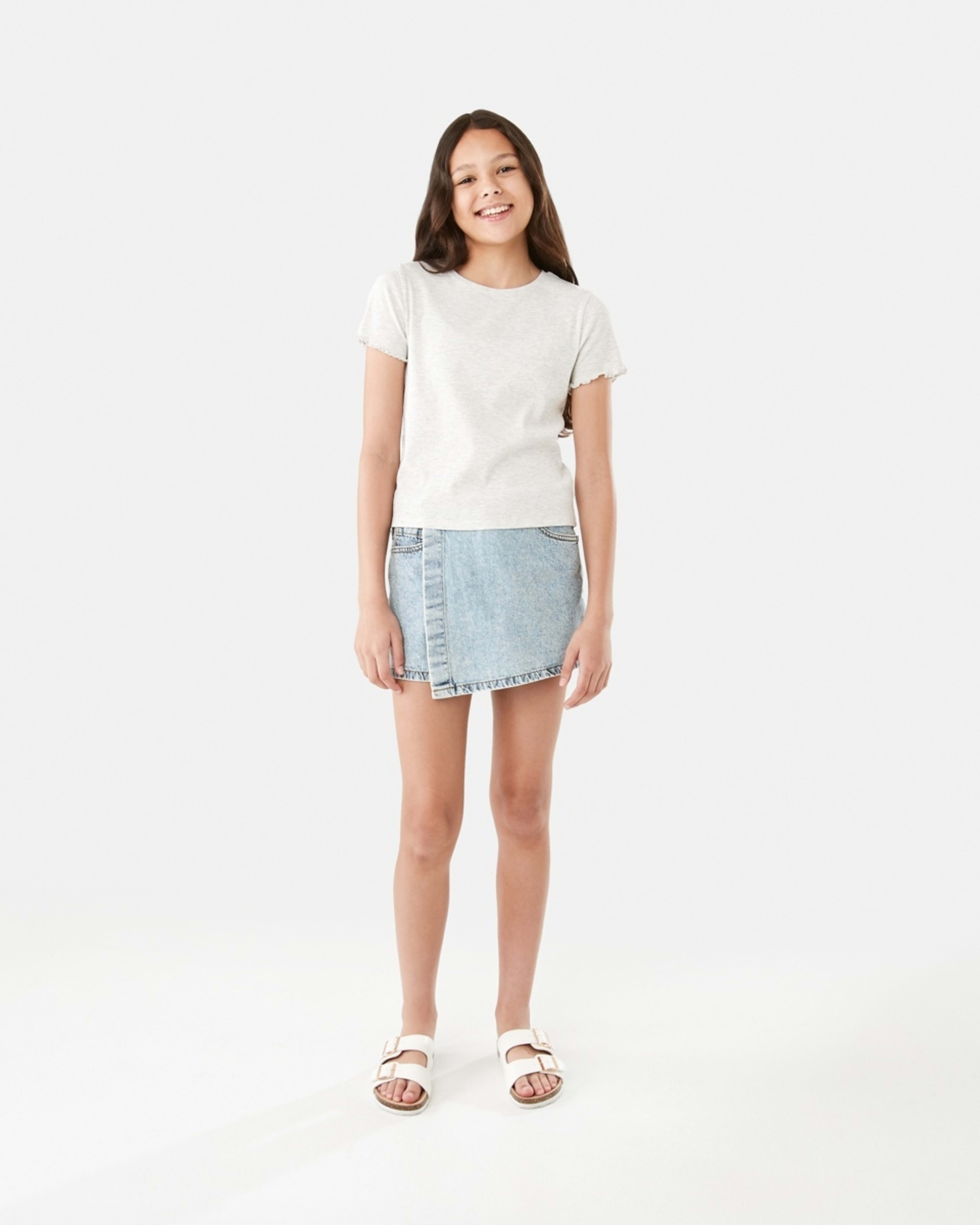 6 Short Sleeve Rib Top Wht Marle, 6 of 9