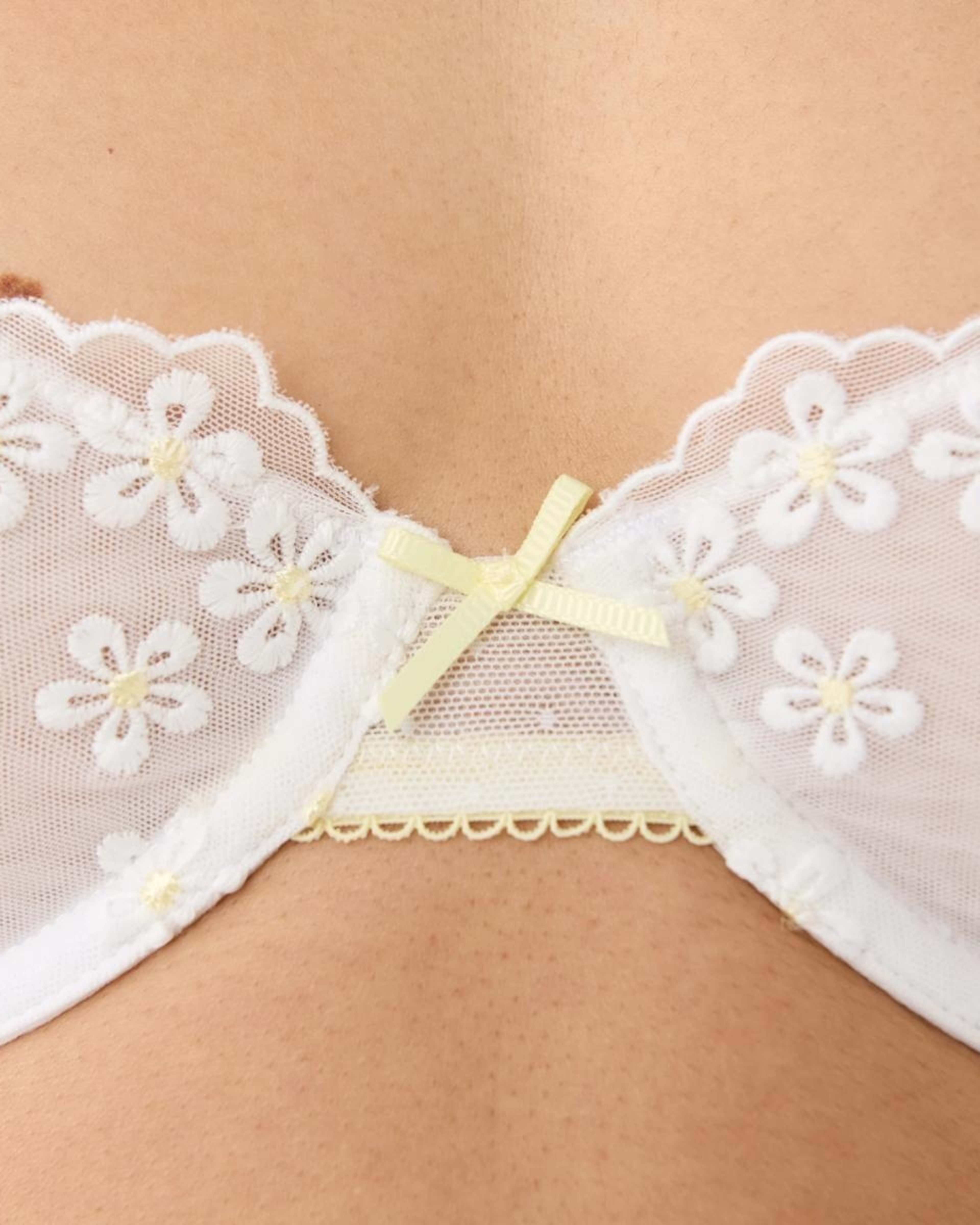 5 Co-ordinated Embroidered Mesh Soft Cup Bra WHITE, YELLOW WHIP, 5 of 7