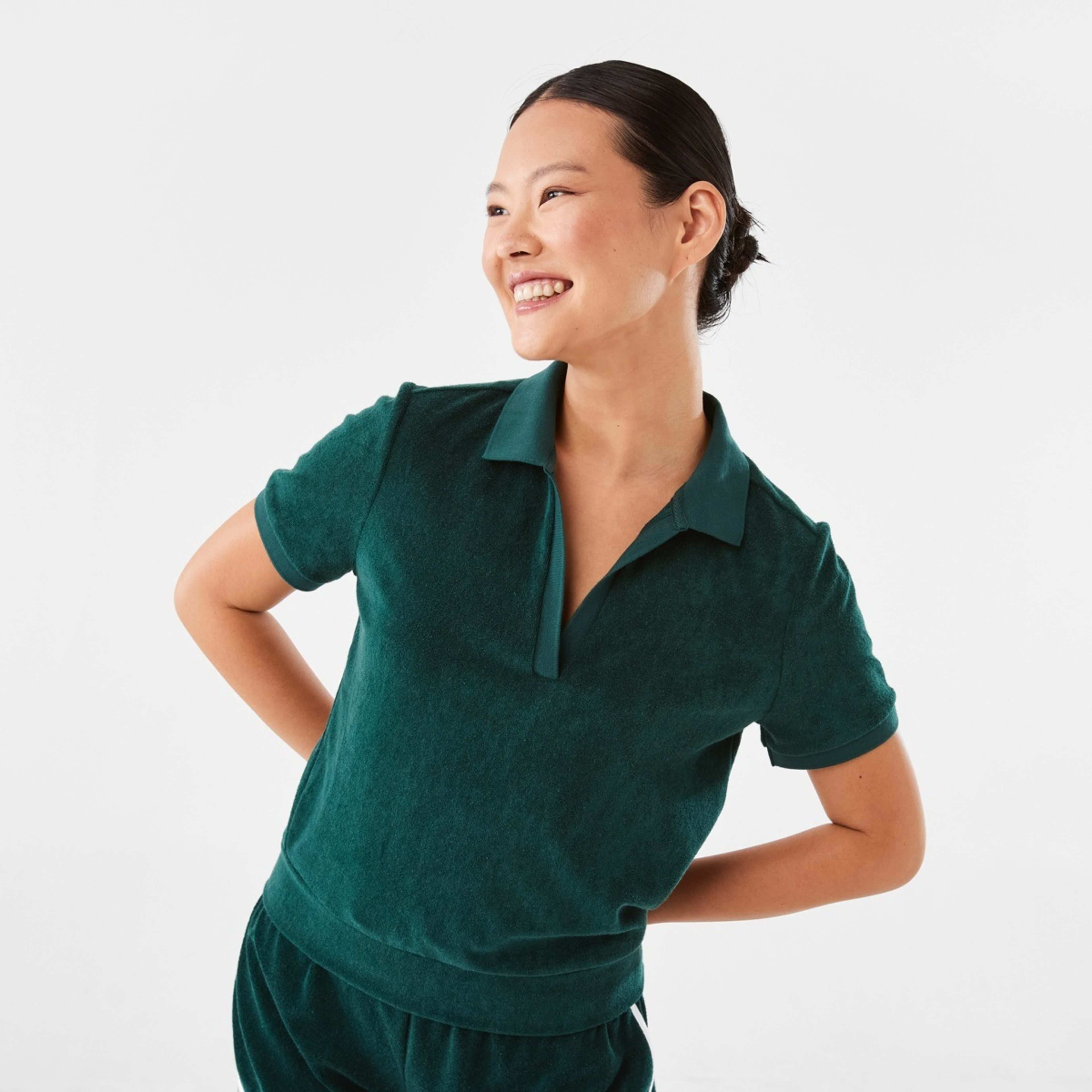 1 Active Womens Retro Towelling Top Yucca Green, 1 of 7